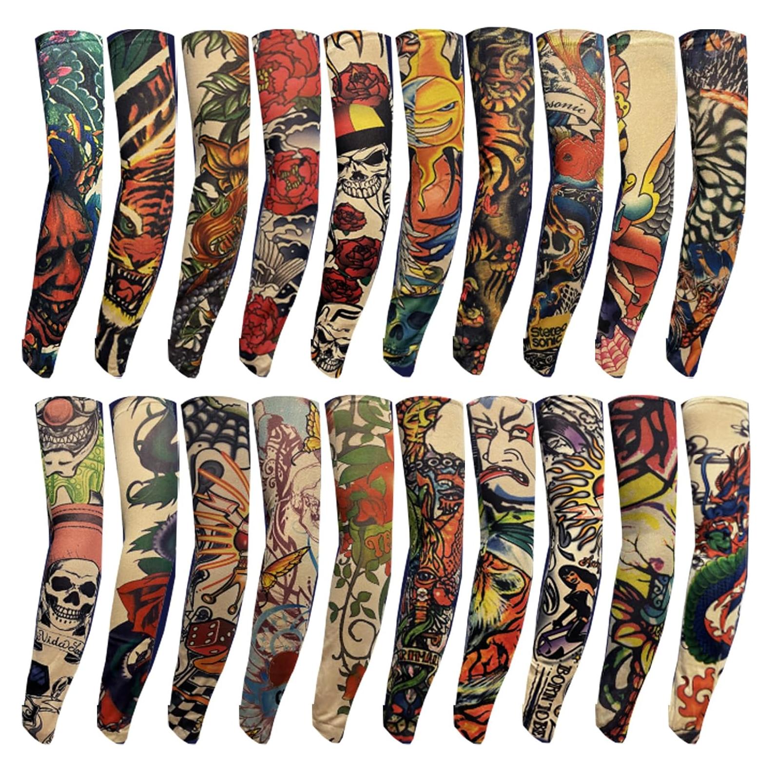20 Mangas de Tatuaje Temporal Unisex SOLENOBLE Protección Solar
