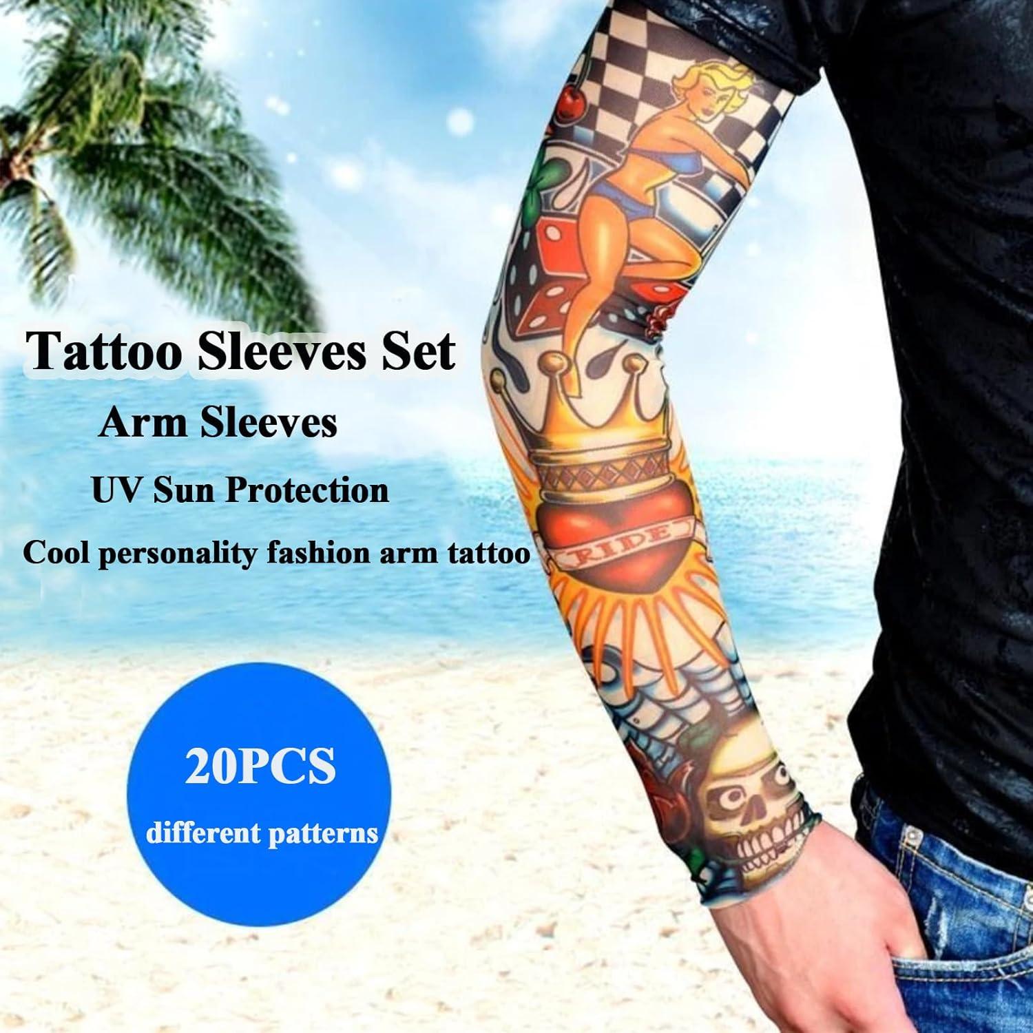 20 Mangas de Tatuaje Temporal Unisex SOLENOBLE Protección Solar