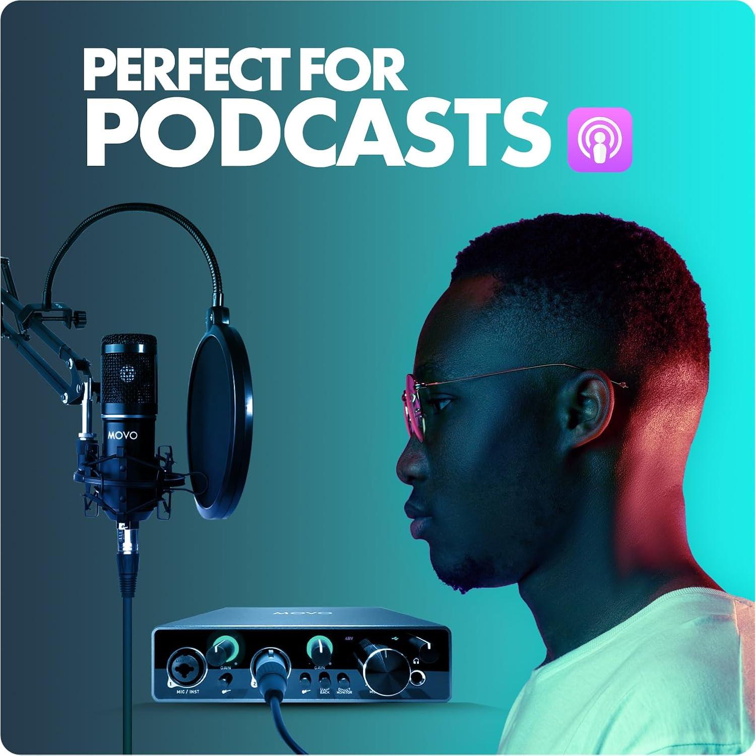 Movo PodKit2A Kit de Podcasting 2 Micrófonos y Audio USB-C