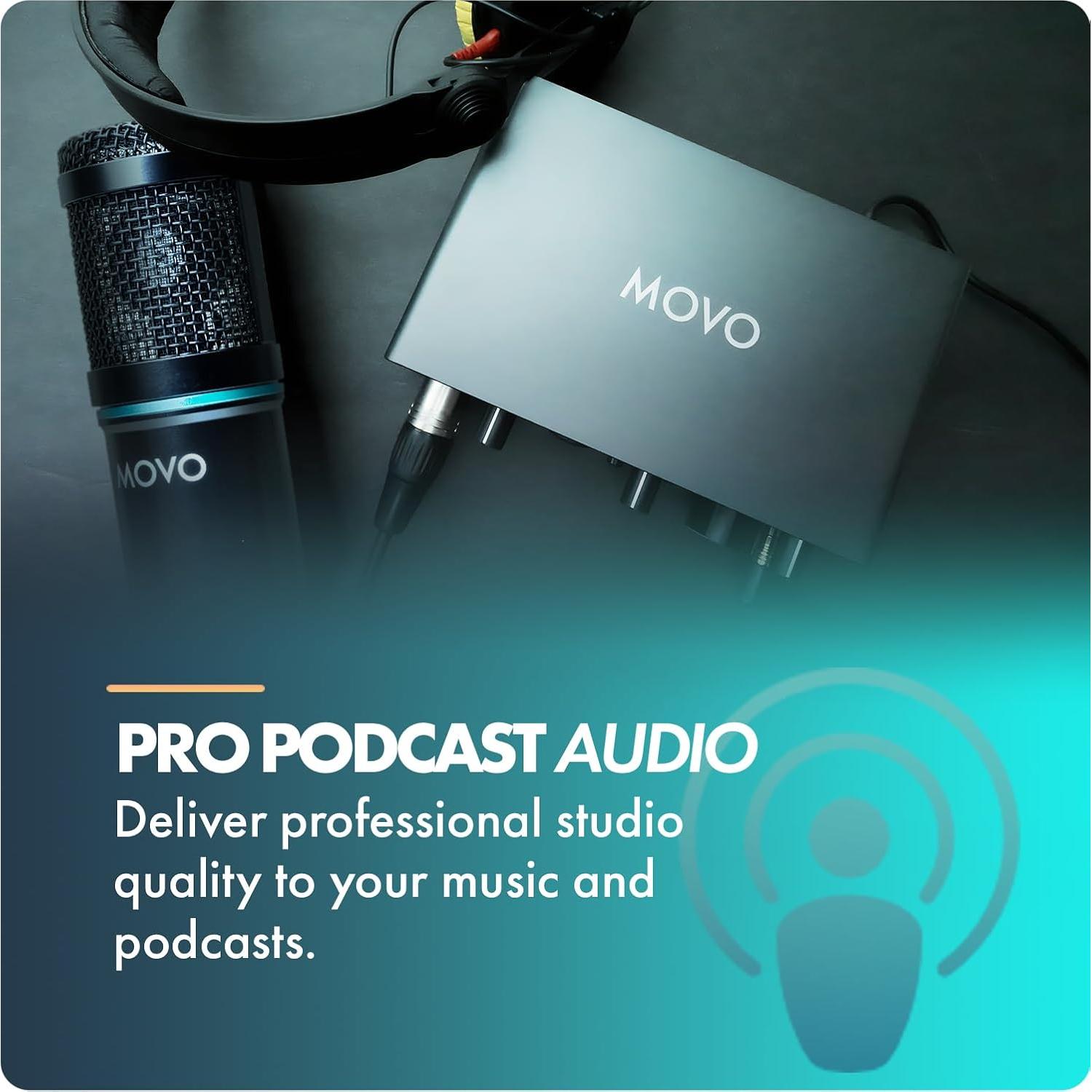 Movo PodKit2A Kit de Podcasting 2 Micrófonos y Audio USB-C