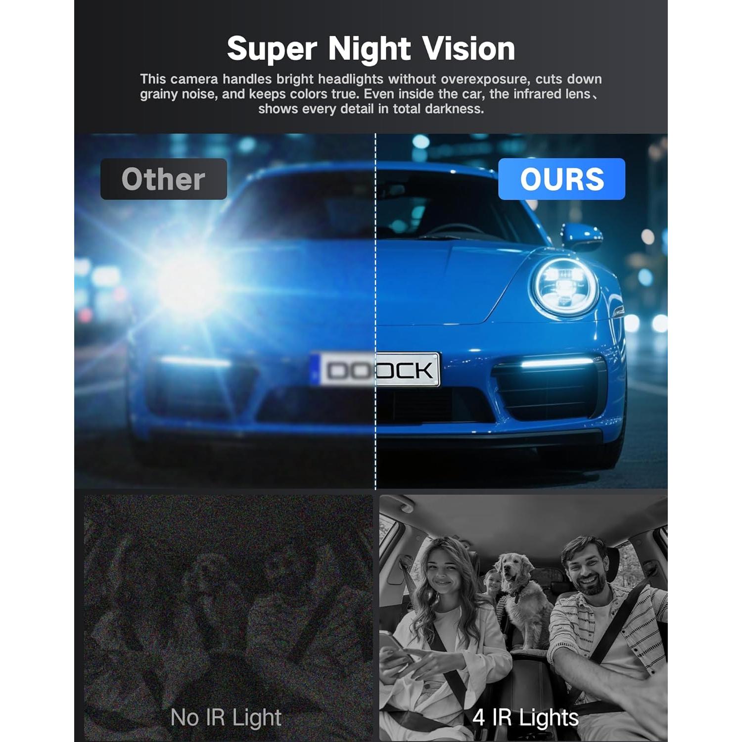 Cámara Dash 4K DOOCK Delantera y 1080P Trasera con GPS