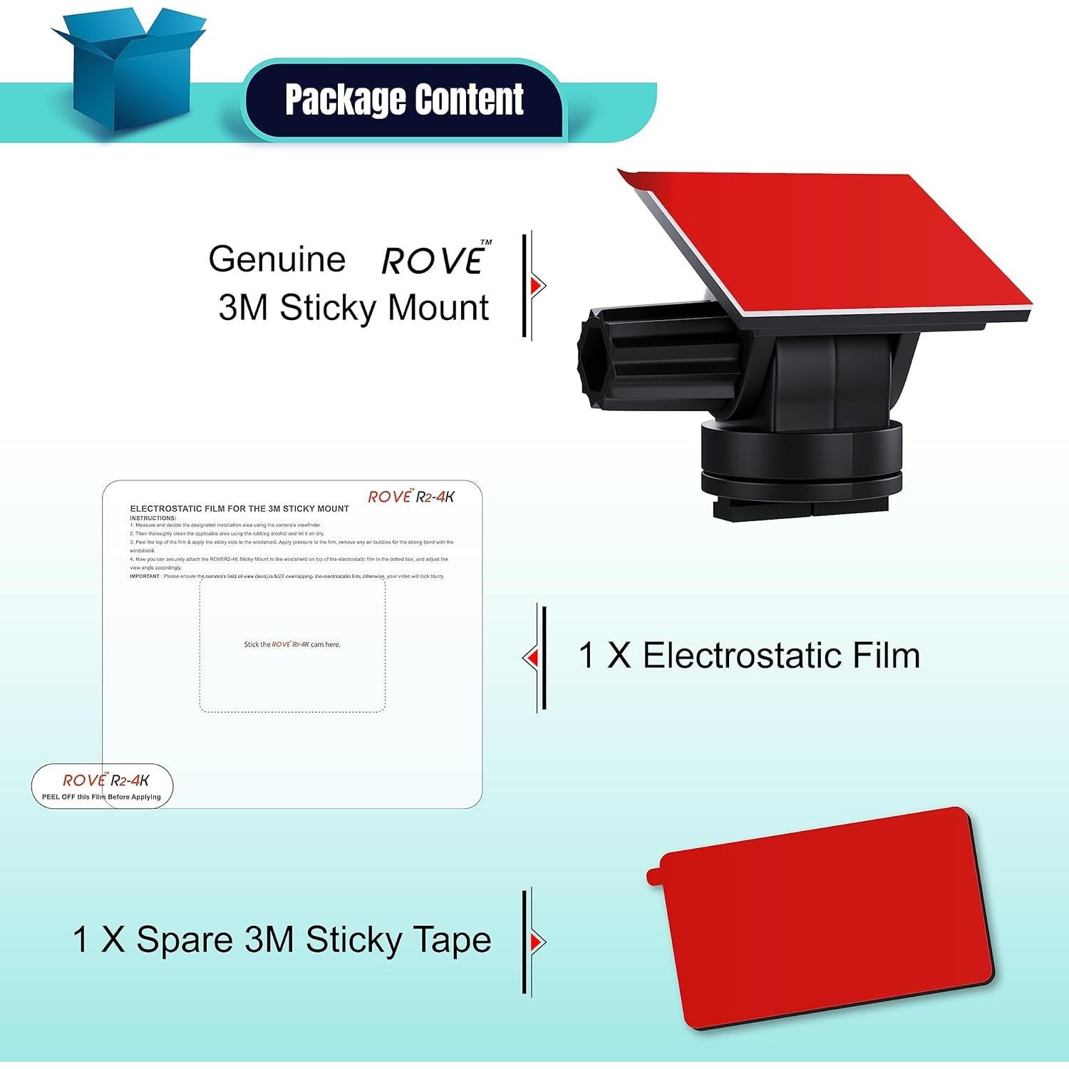 Montaje Adhesivo 3M ROVE para Dash Cam R2-4K y R2-4K PRO