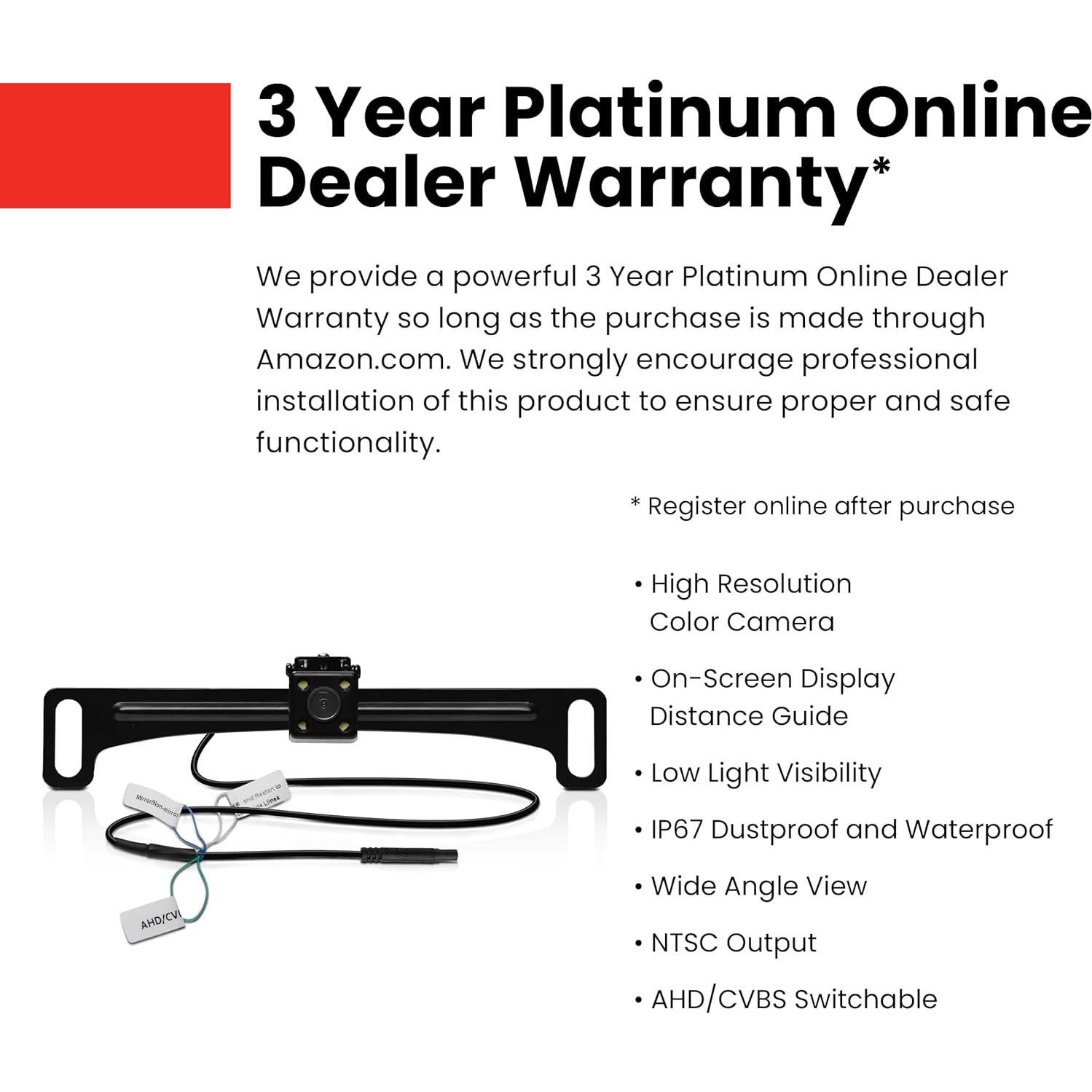 Cámara de Respaldo BOSS LPCB40 para Placa de Licencia 170°