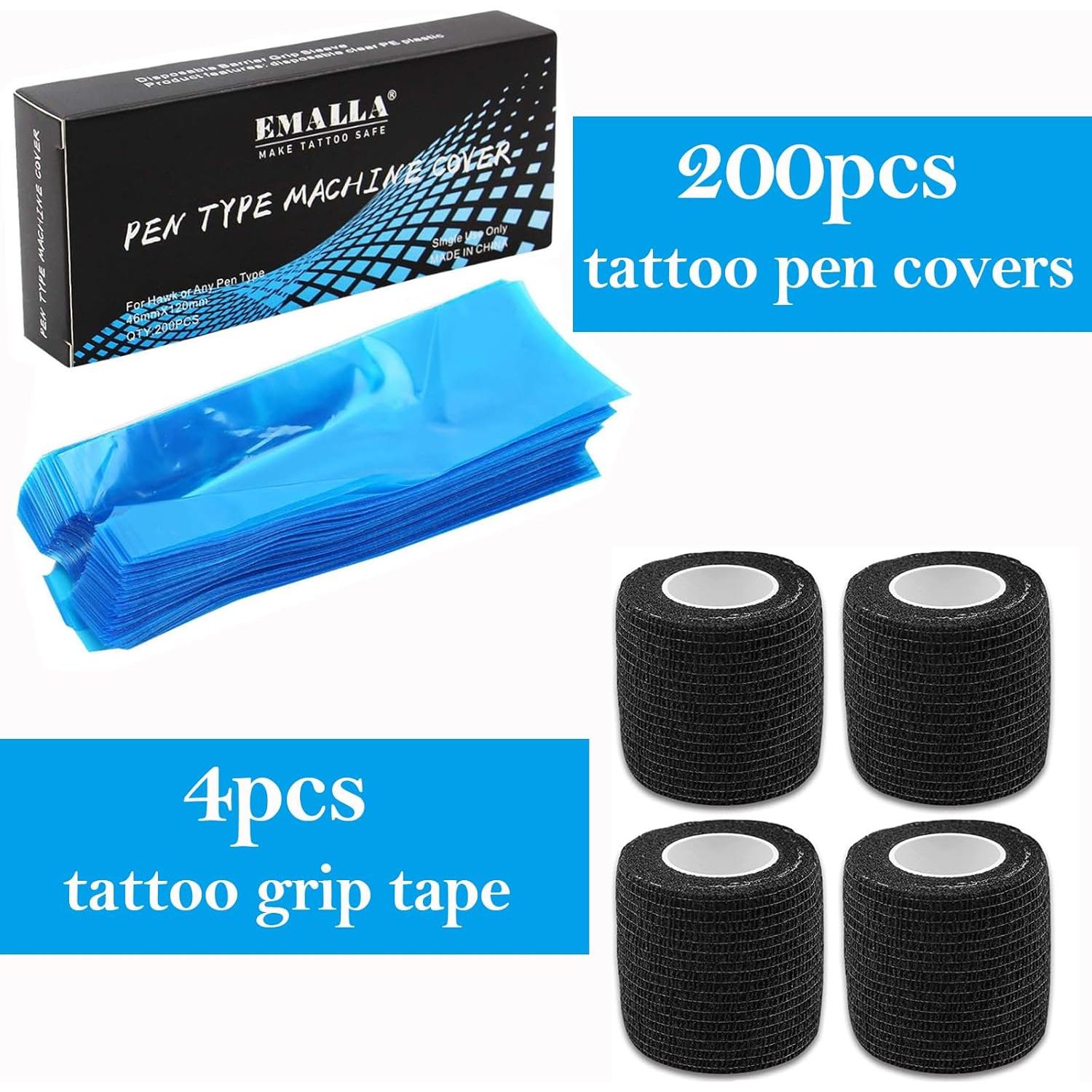 Cubiertas de máquina de tatuaje Urknall 200pcs + 4pcs cinta agarre
