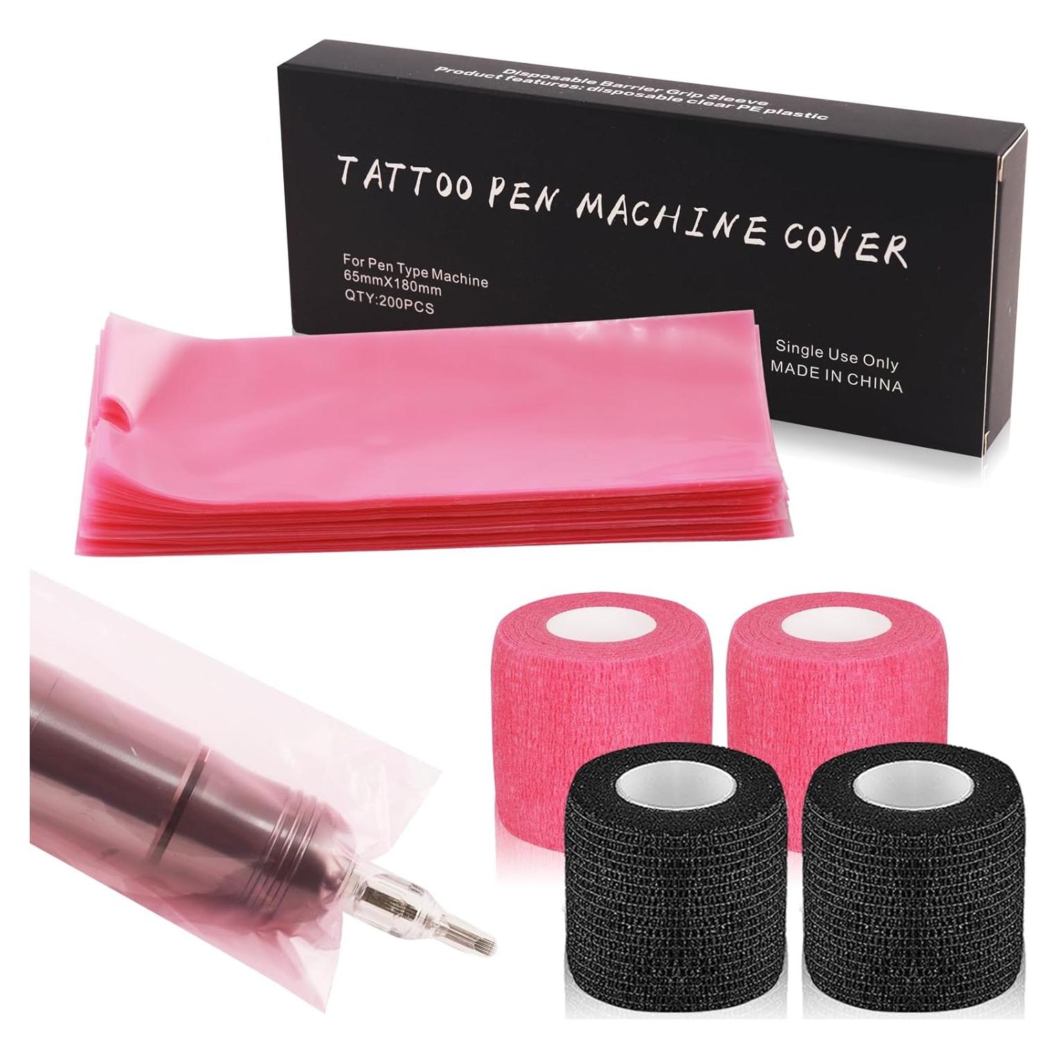 Cubiertas de Máquina de Tatuaje Narkysus - 200 Piezas Rosa