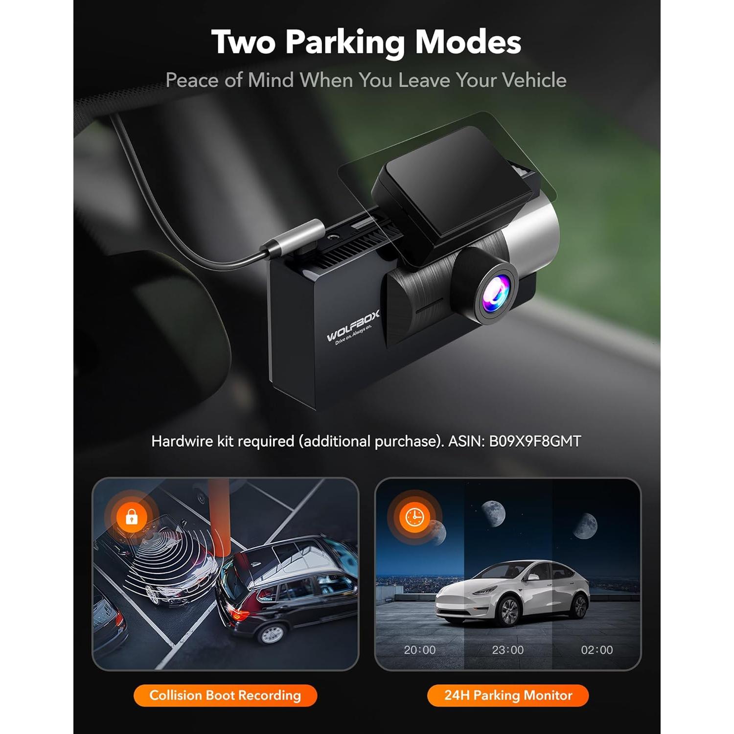 Cámara de Tablero WOLFBOX i17 4K Triple con GPS y WiFi