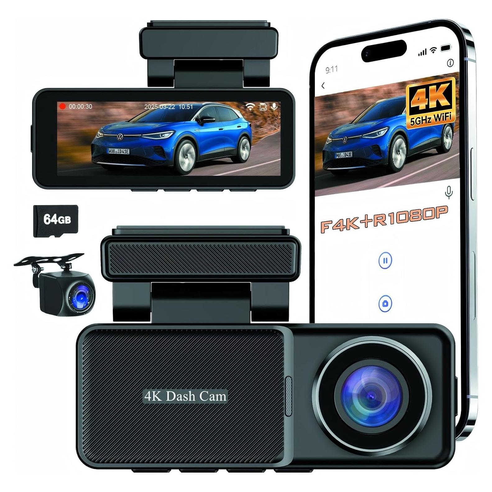 Cámara de Tablero Petokix 4K Delantera + 1080P Trasera