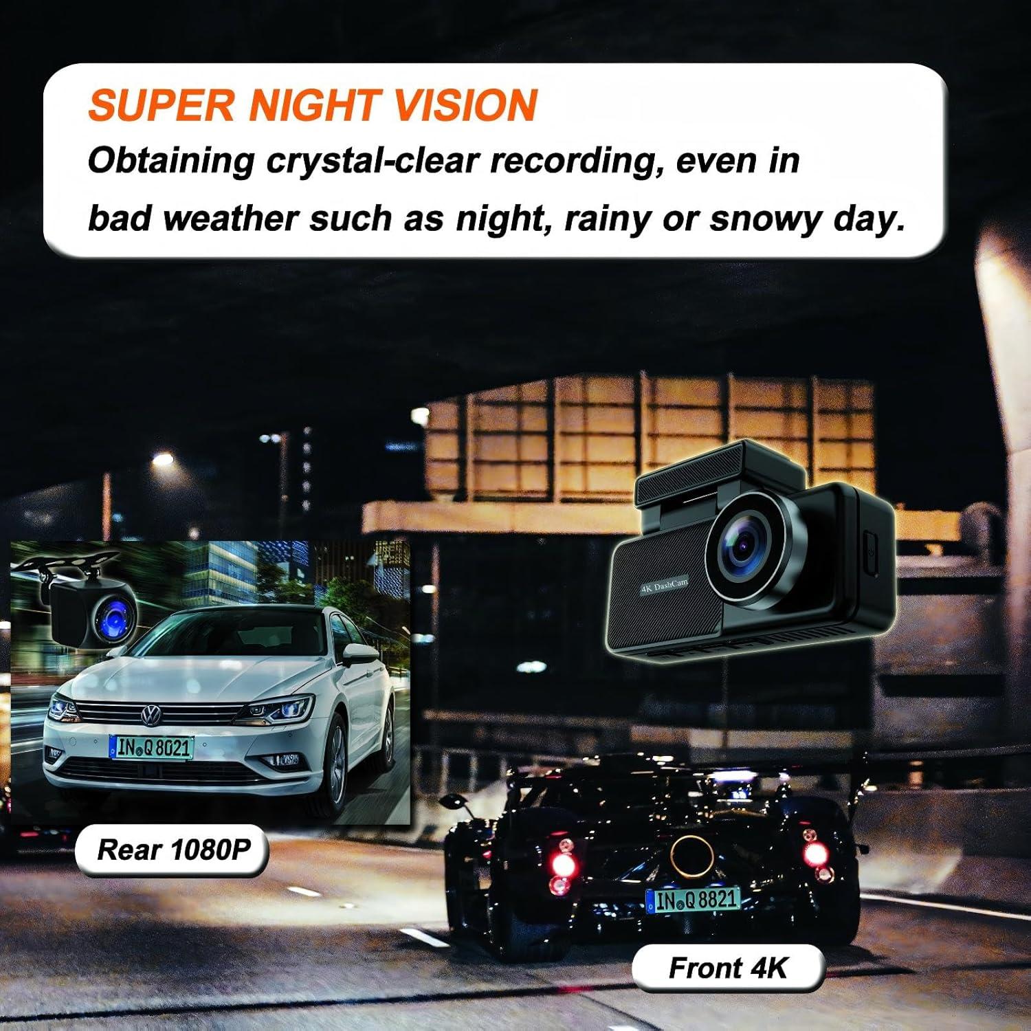 Cámara de Tablero Petokix 4K Delantera + 1080P Trasera