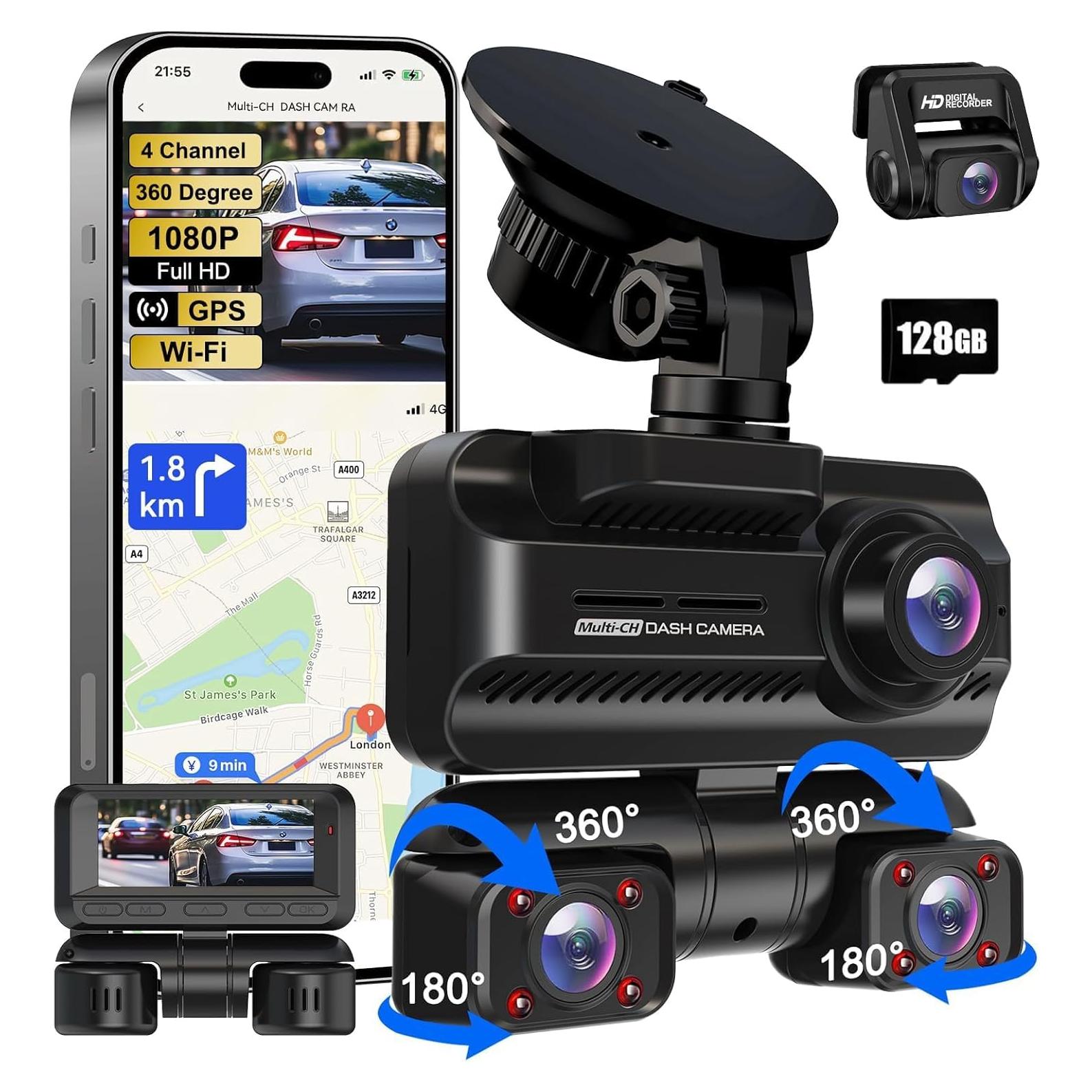 Cámara Dash 4 Canales 360° ZYEIPO Z700 4K GPS Wi-Fi