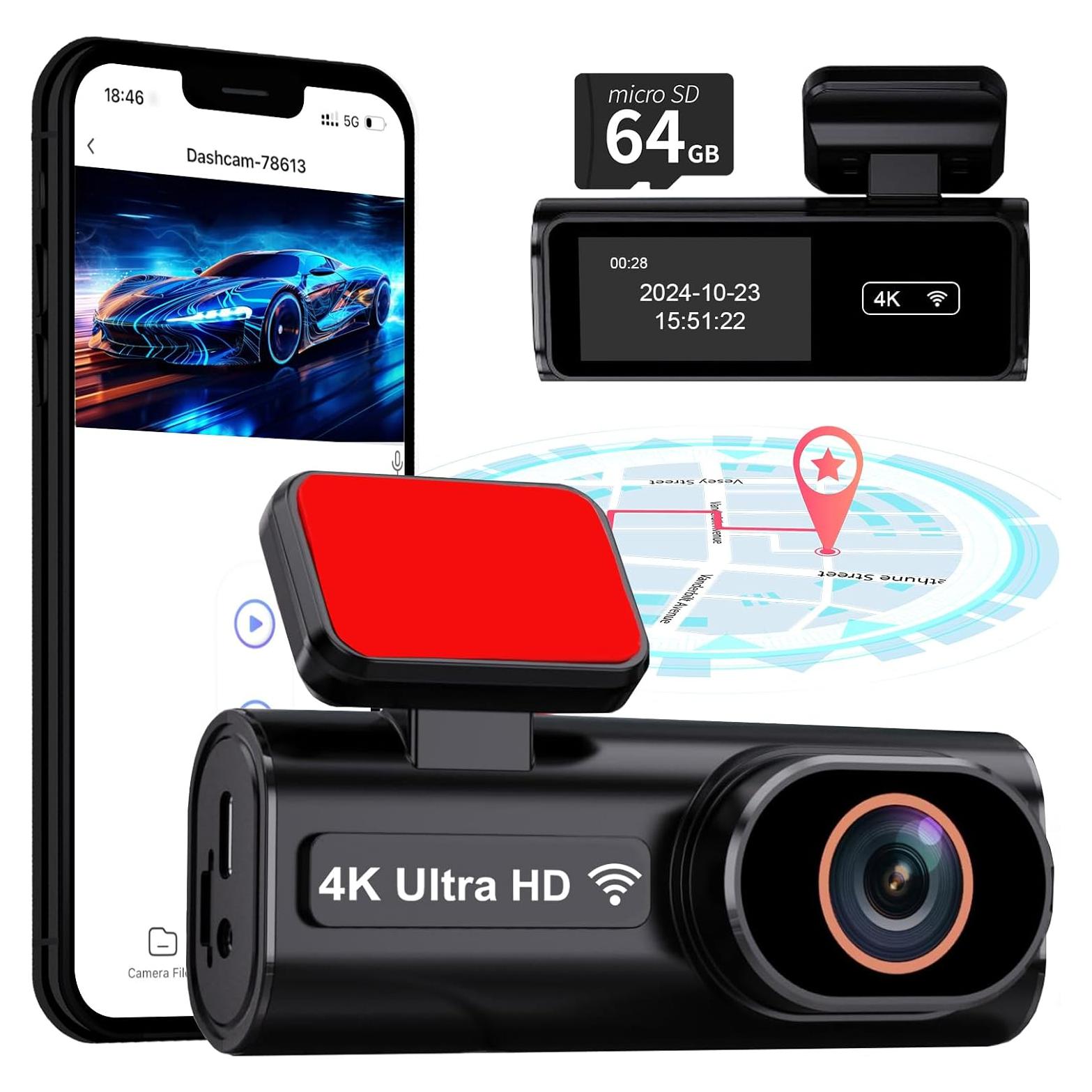 Cámara Dash 4K QOZ Frontal con WiFi y Tarjeta 64GB