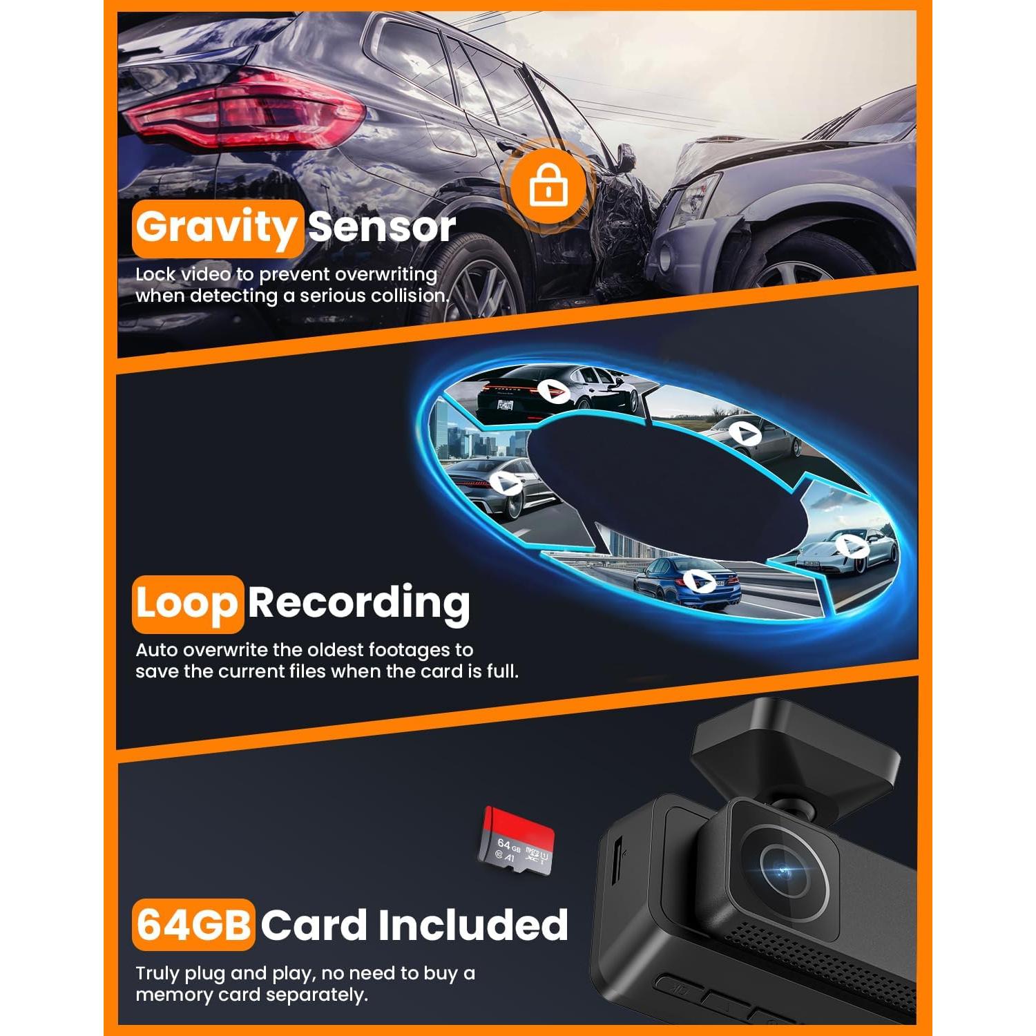 Cámara Dash 4K FitDVR F3 3 Canales con GPS y WiFi