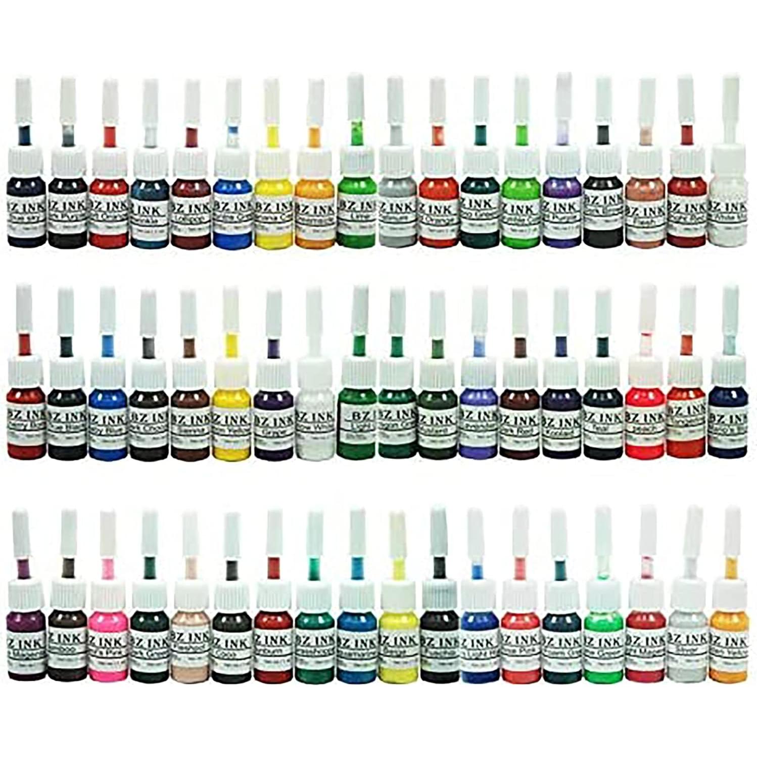 One Tattoo World Complete Tattoo Kit - 4 Tattoo Machines, Digital Power Supply, 54 Color 5ml Tattoo inks, Grips, Needles Transfer Paper, and more- OTW-KTB454
