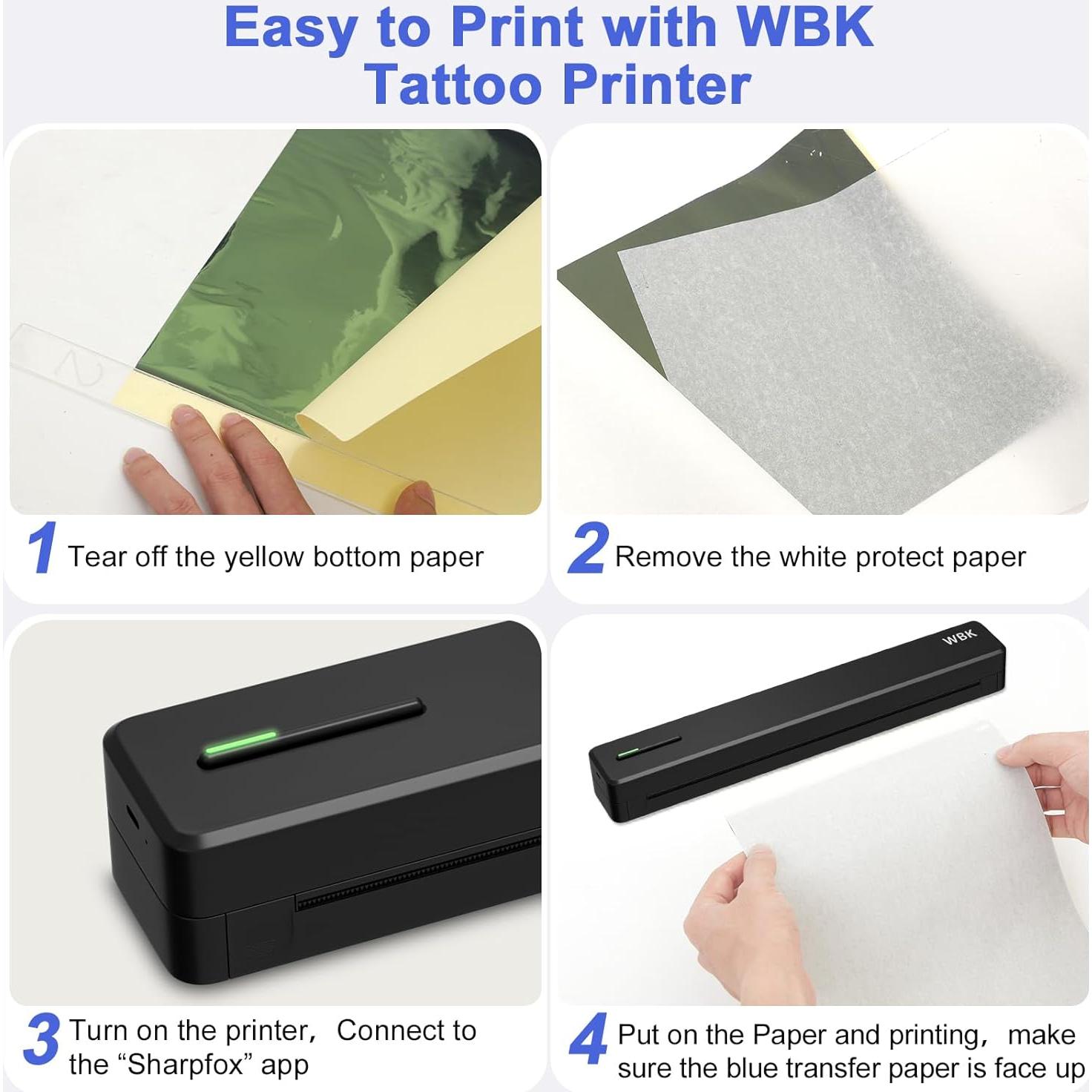 Impresora de Tatuajes WBK C80 Portátil Inalámbrica Bluetooth