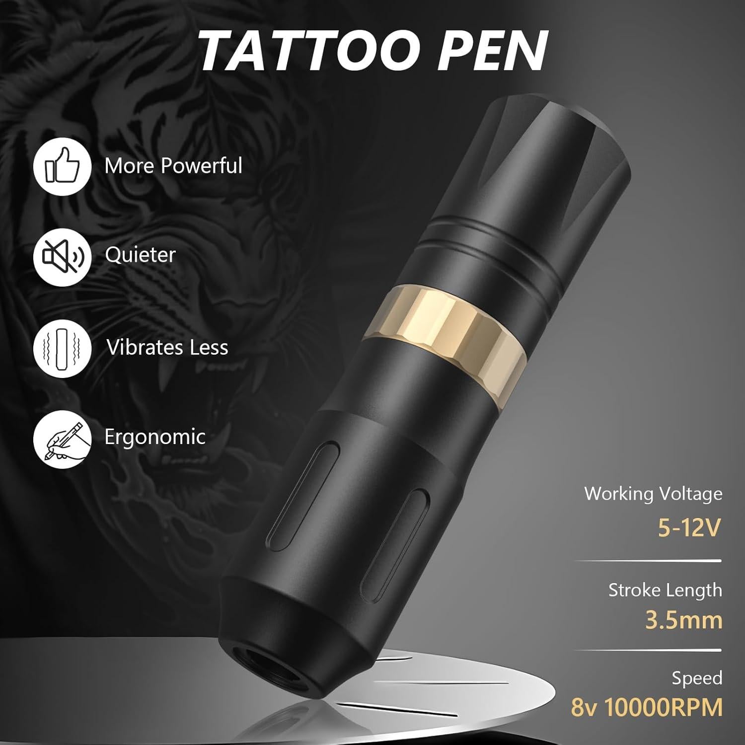 Kit de Tatuaje Inalámbrico Hawink con 2 Baterías y 20 Agujas