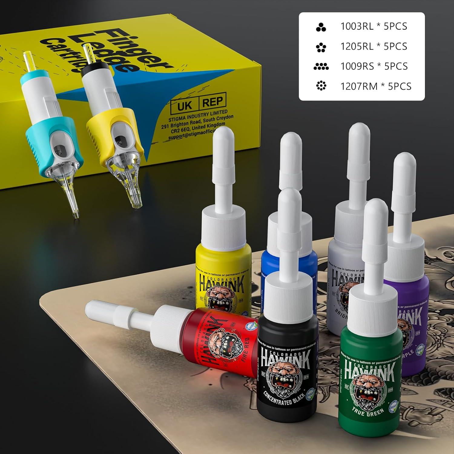 Kit de Tatuaje Inalámbrico Hawink con 2 Baterías y 20 Agujas