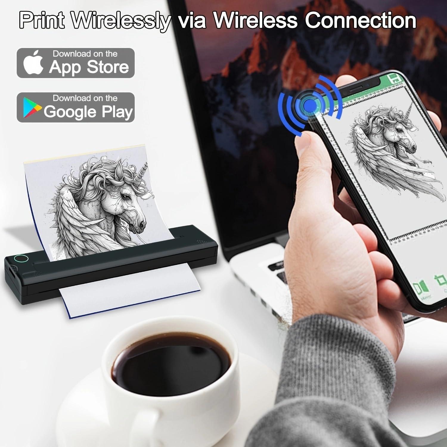 Impresora de Plantillas de Tatuaje YOULABLE 2BB6HJXM - Inalámbrica Bluetooth