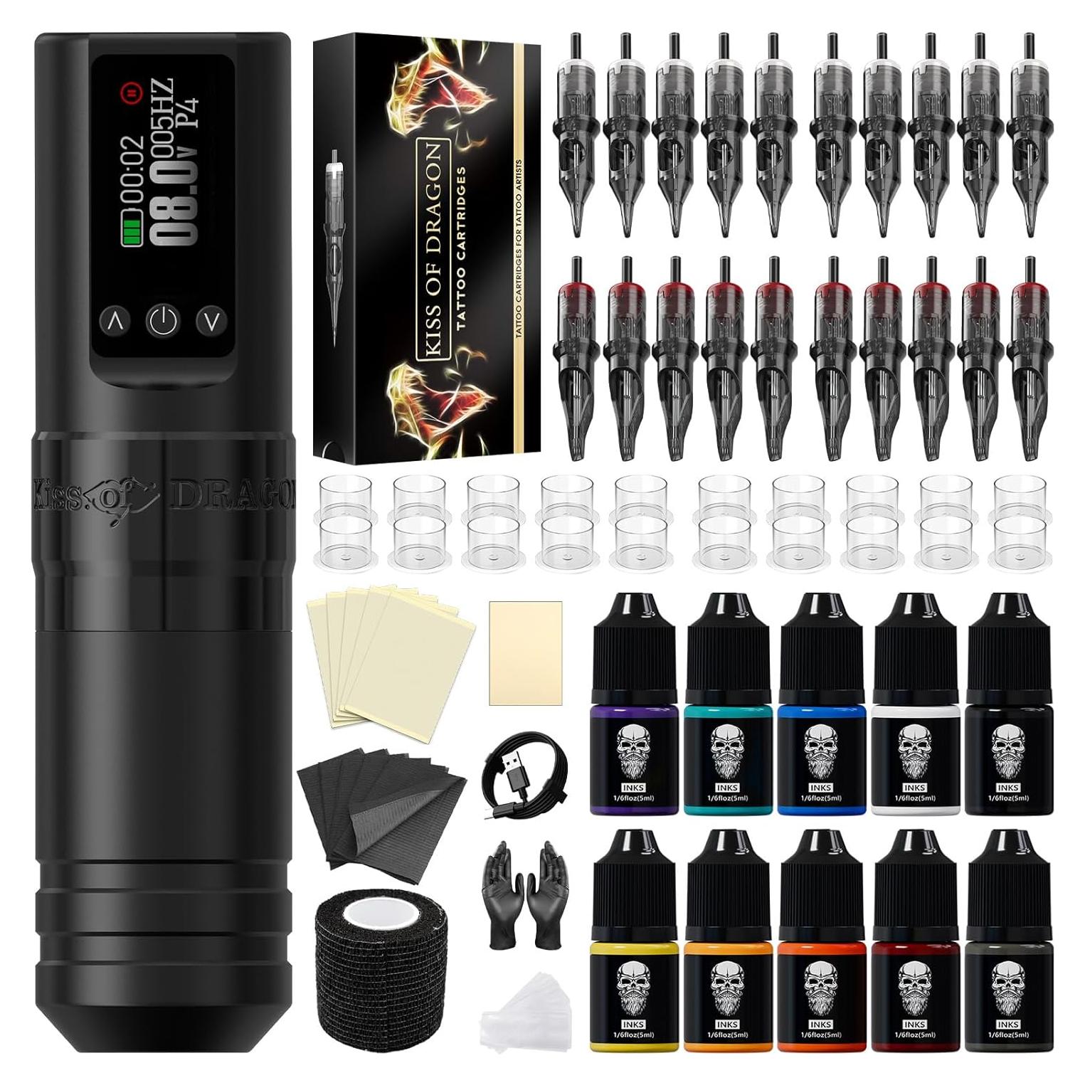 Kit de Máquina de Tatuaje Inalámbrica Kiss of Dragon V1S 1600mAh