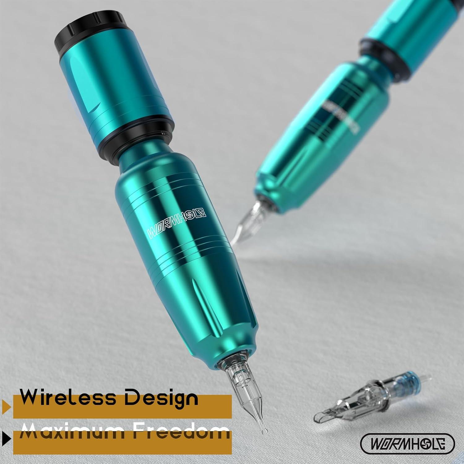 Kit de Tatuaje Inalámbrico Wormhole con 10 Agujas y Tintas