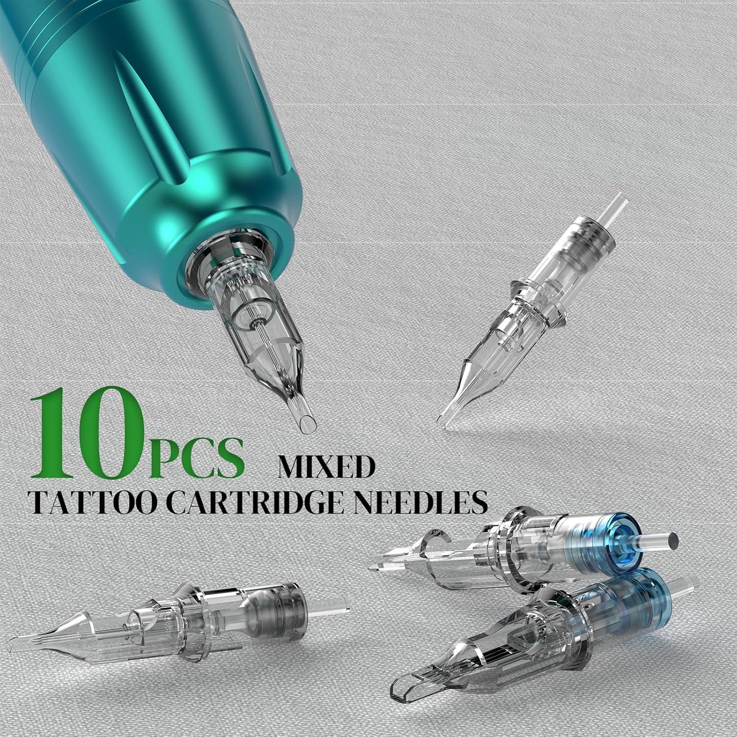 Kit de Tatuaje Inalámbrico Wormhole con 10 Agujas y Tintas