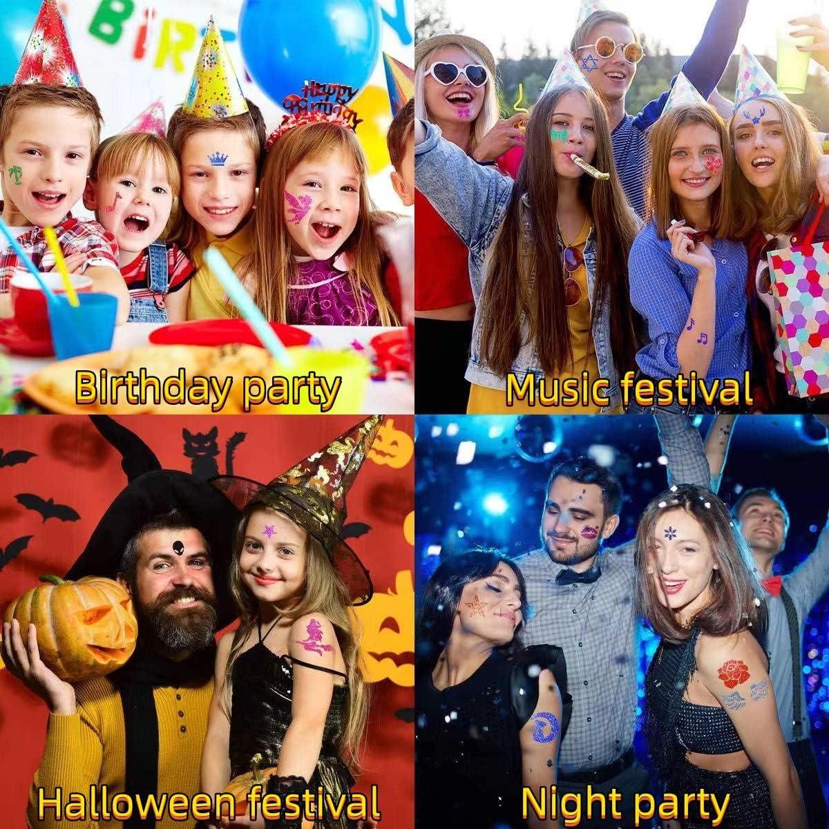 Kit de Tatuajes Temporales de Brillo Wxfhtda - 24 Colores, 187 Plantillas