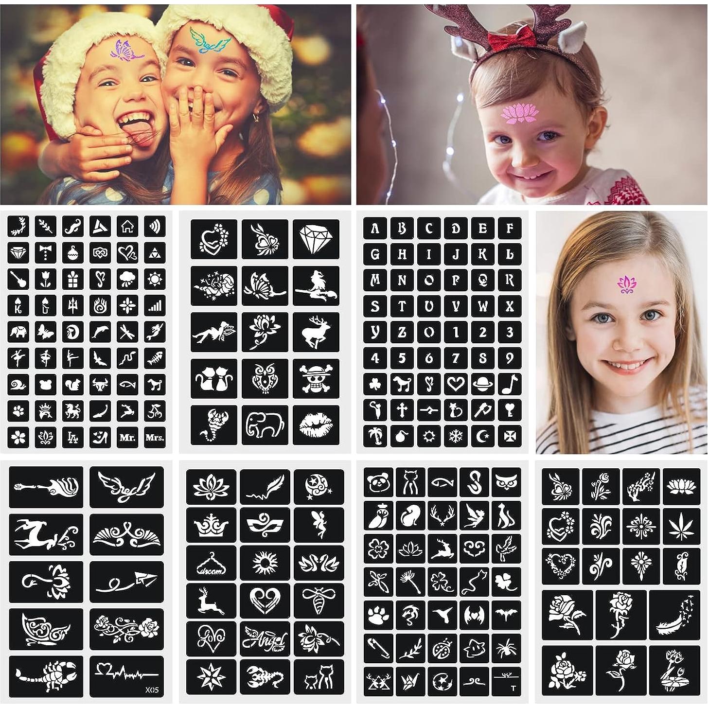 Kit de Tatuajes Temporales de Brillo Aottom - 41 Colores y 204 Plantillas