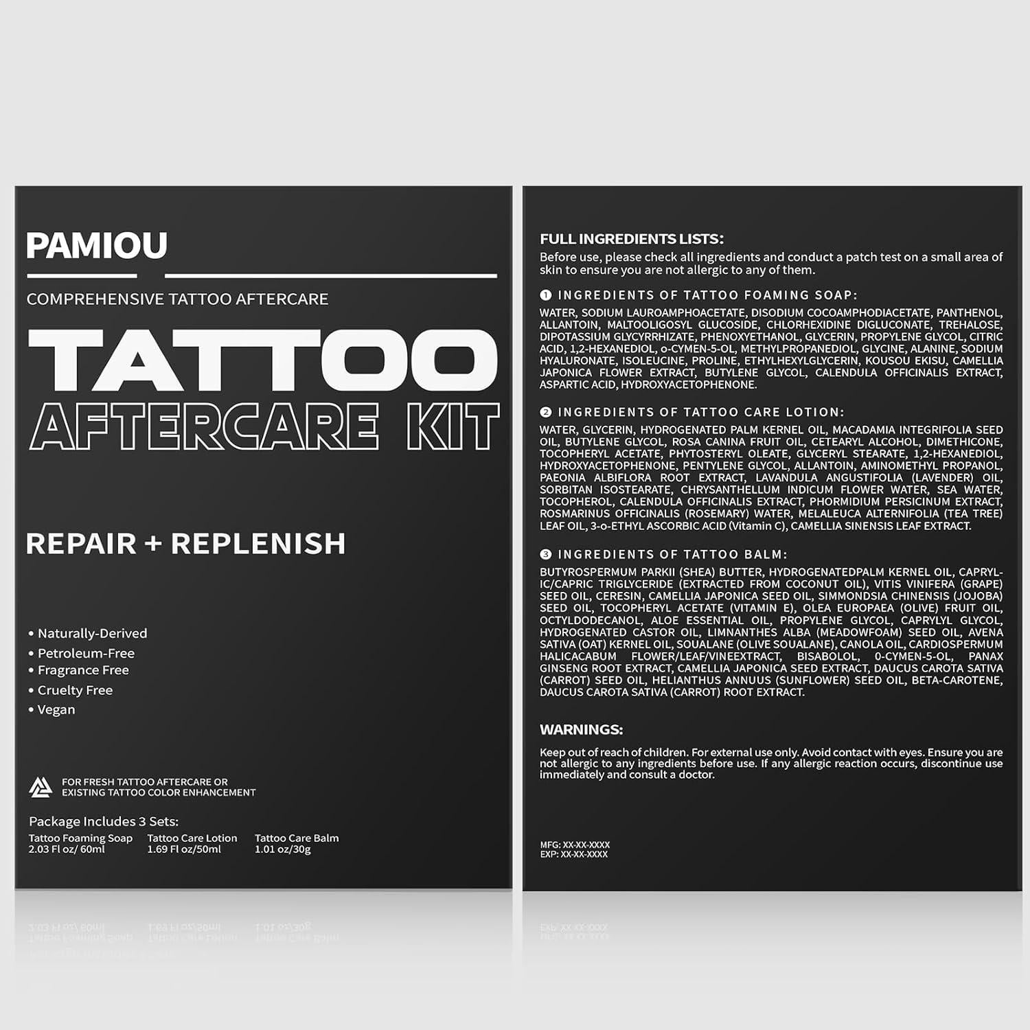 Kit Cuidado Post-Tatuaje Pamiou - Jabón, Loción y Bálsamo