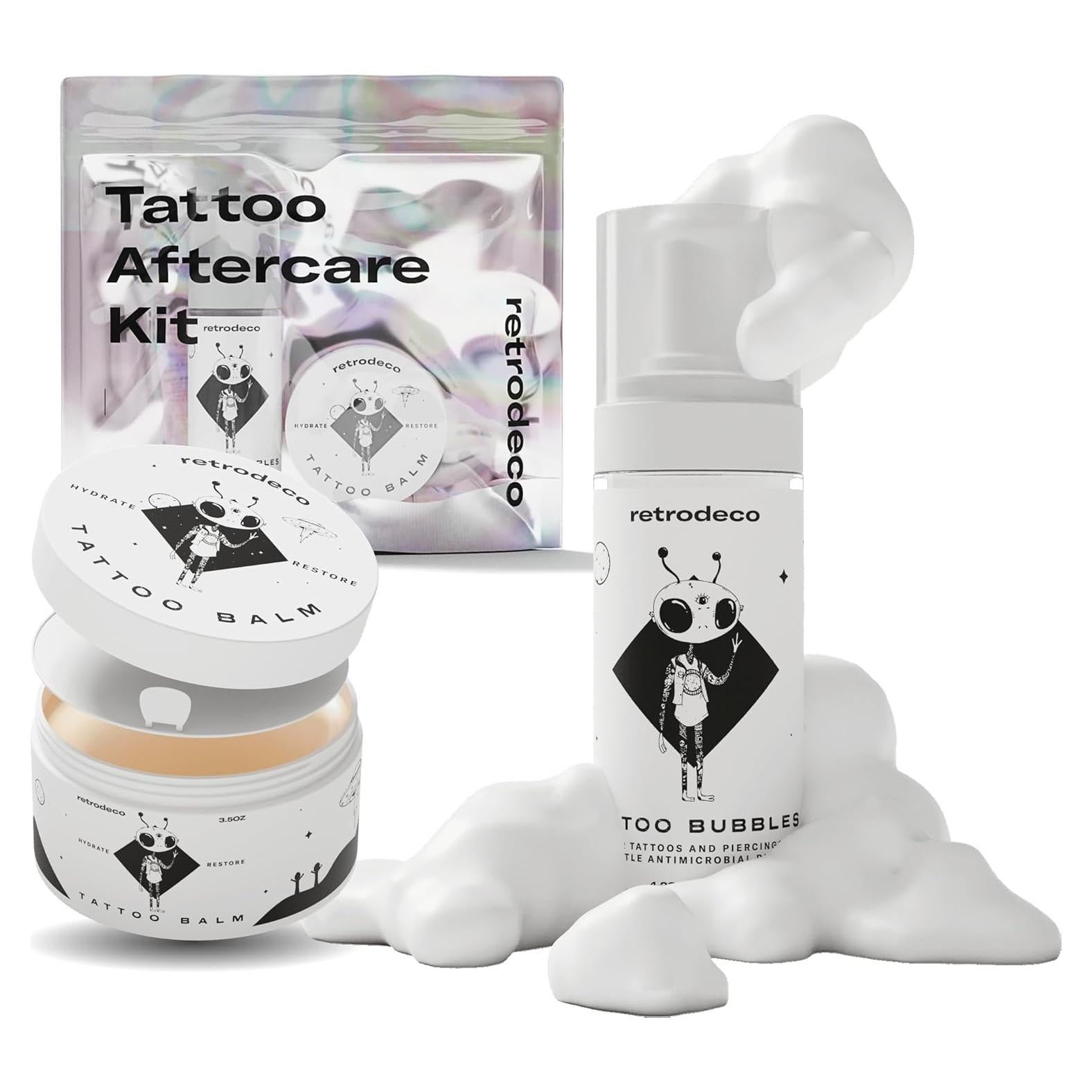 Kit de Cuidado Posterior del Tatuaje RetroDeco 3.5oz Balsamo + 4.2oz Jabón