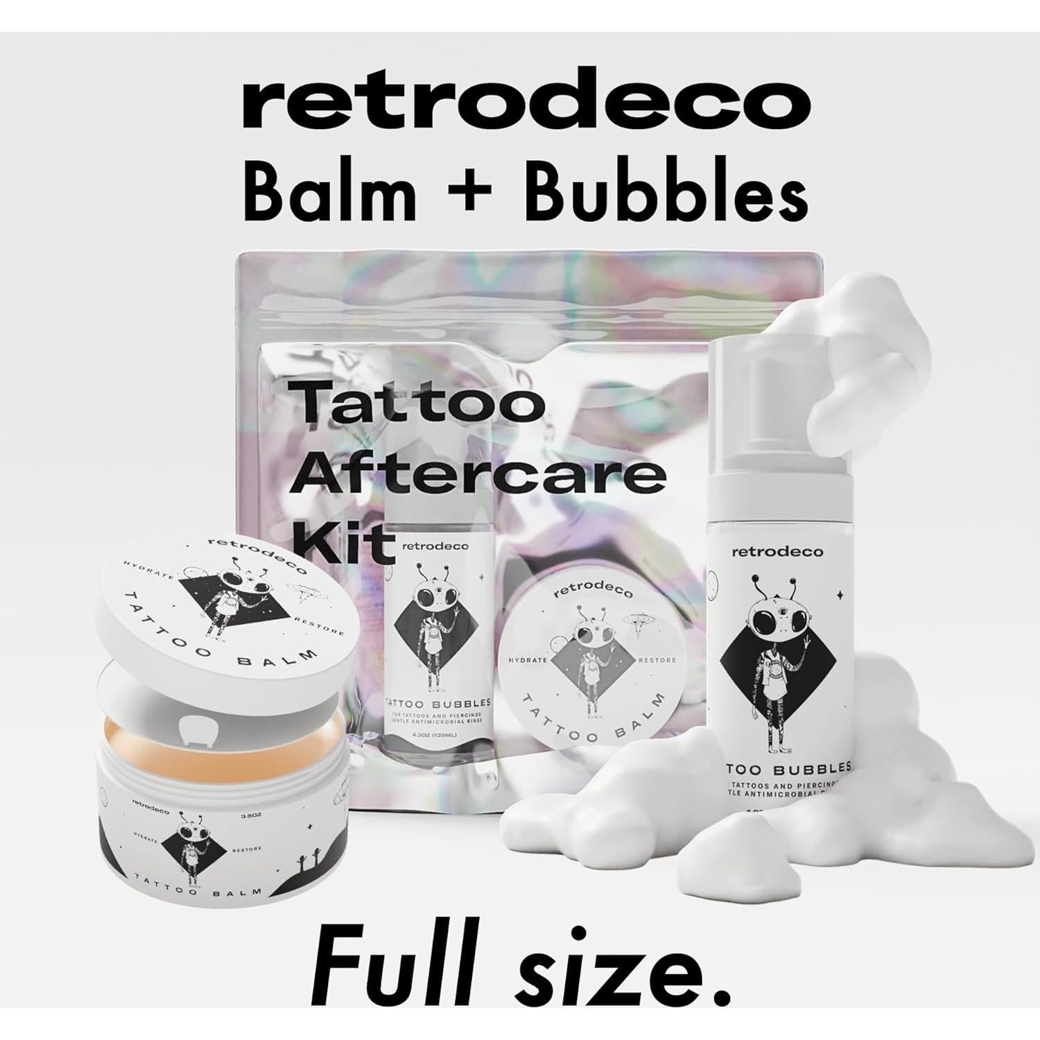 Kit de Cuidado Posterior del Tatuaje RetroDeco 3.5oz Balsamo + 4.2oz Jabón