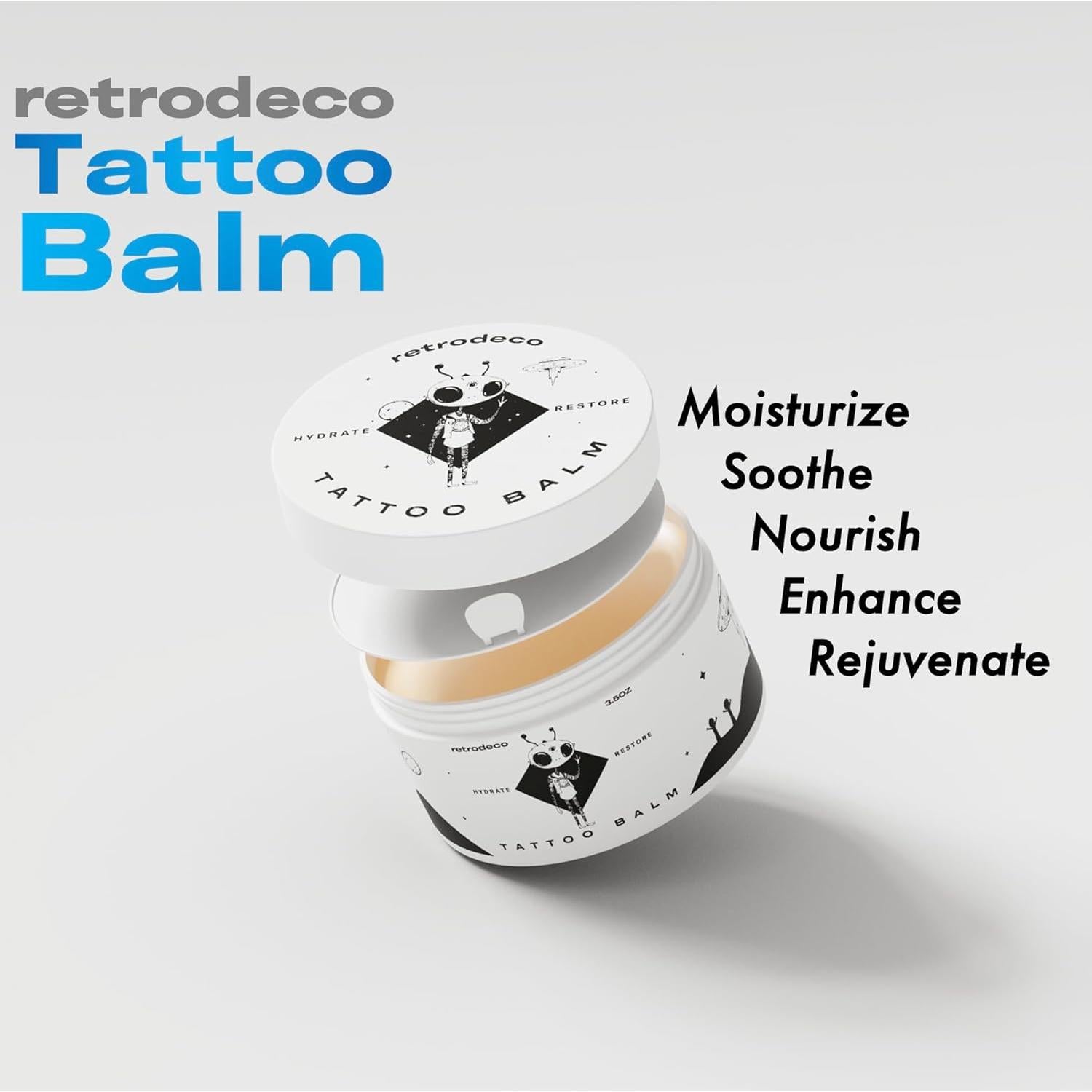 Kit de Cuidado Posterior del Tatuaje RetroDeco 3.5oz Balsamo + 4.2oz Jabón