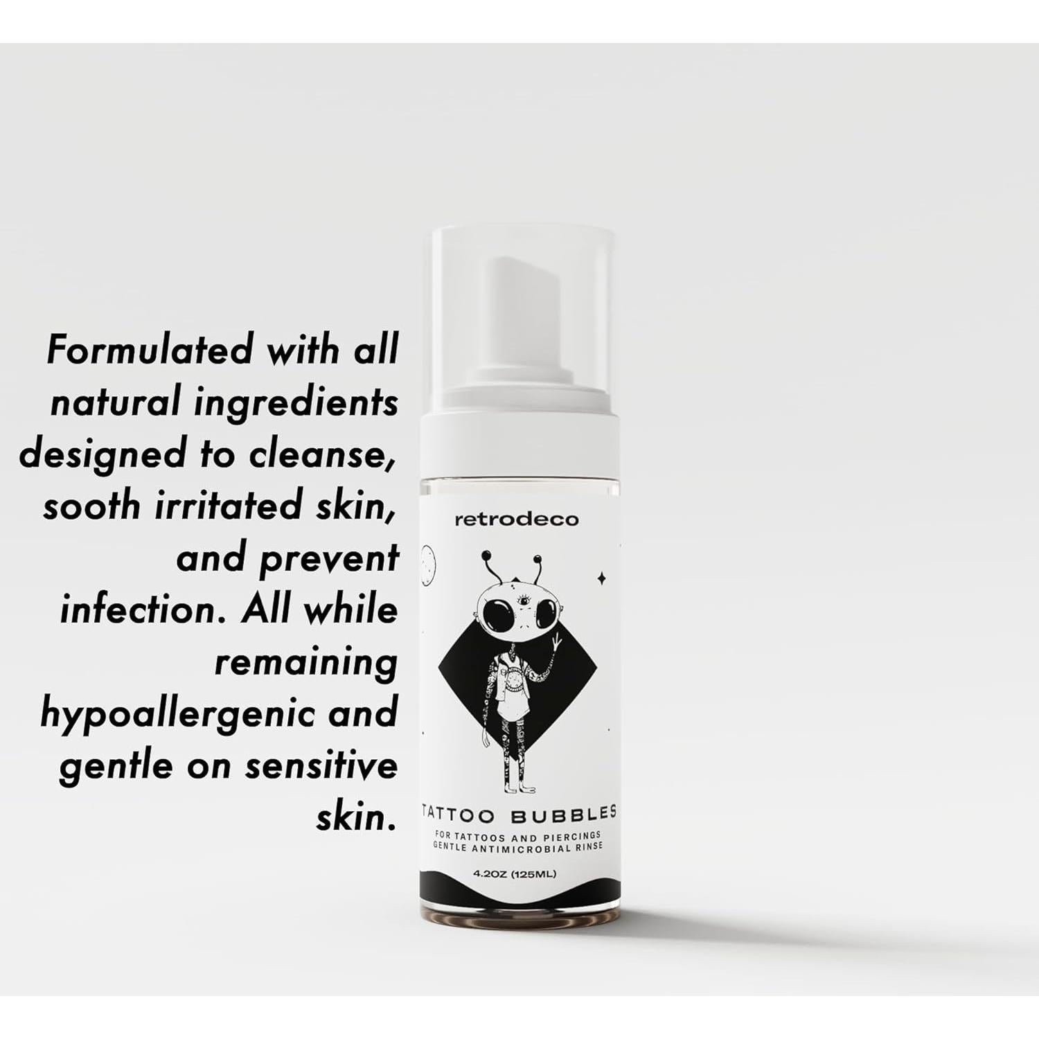 Kit de Cuidado Posterior del Tatuaje RetroDeco 3.5oz Balsamo + 4.2oz Jabón