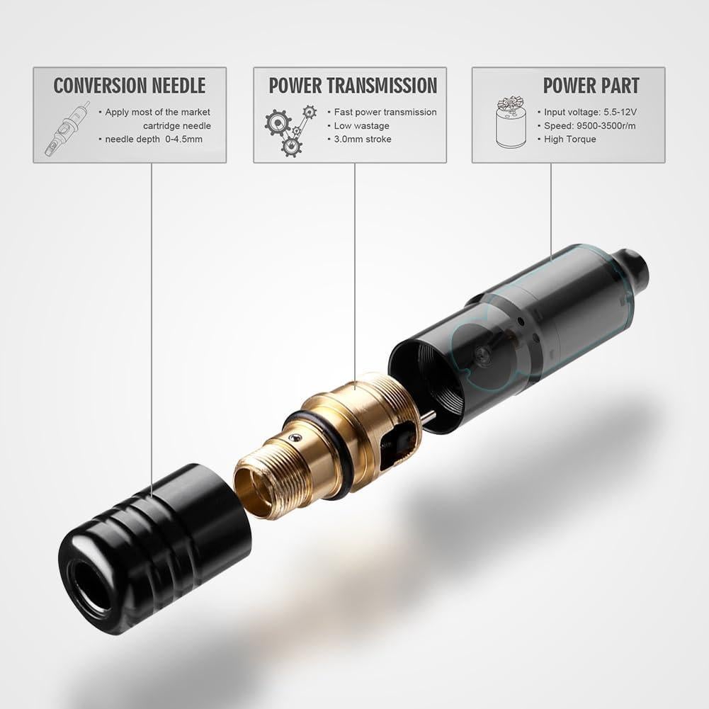 Kit de Tatuaje Nazzor Rotativo para Principiantes con 20 Agujas y 5 Tintas