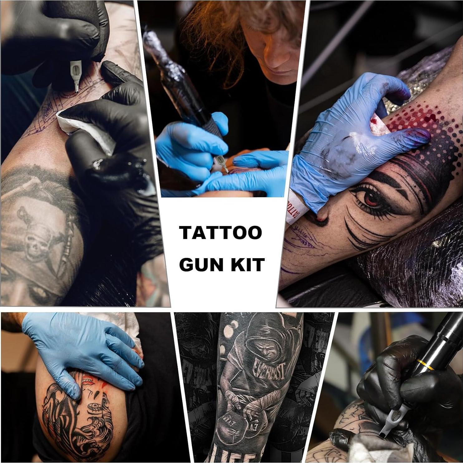 Kit de Tatuaje Nazzor Rotativo para Principiantes con 20 Agujas y 5 Tintas