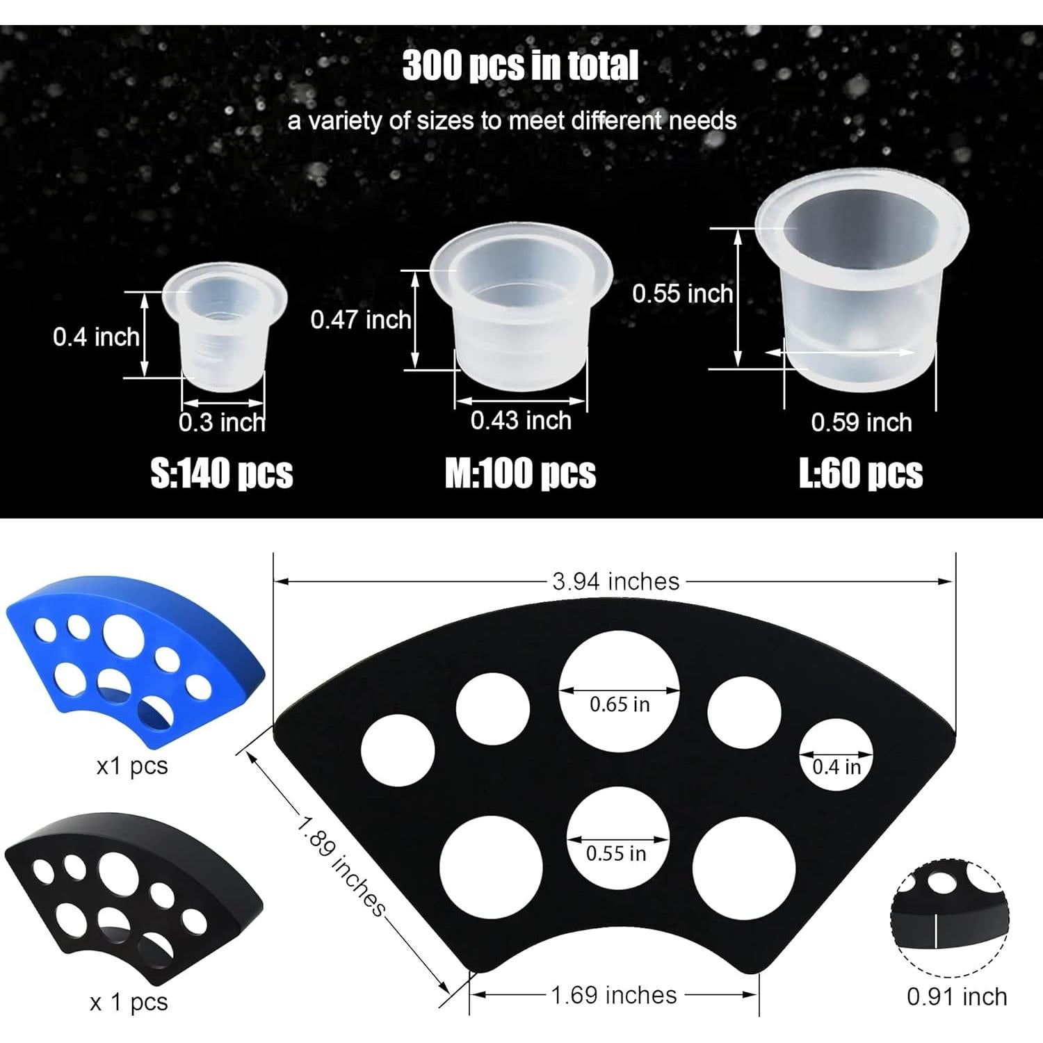 302PCS Tapas de Tinta para Tatuajes Yuronam con Soportes