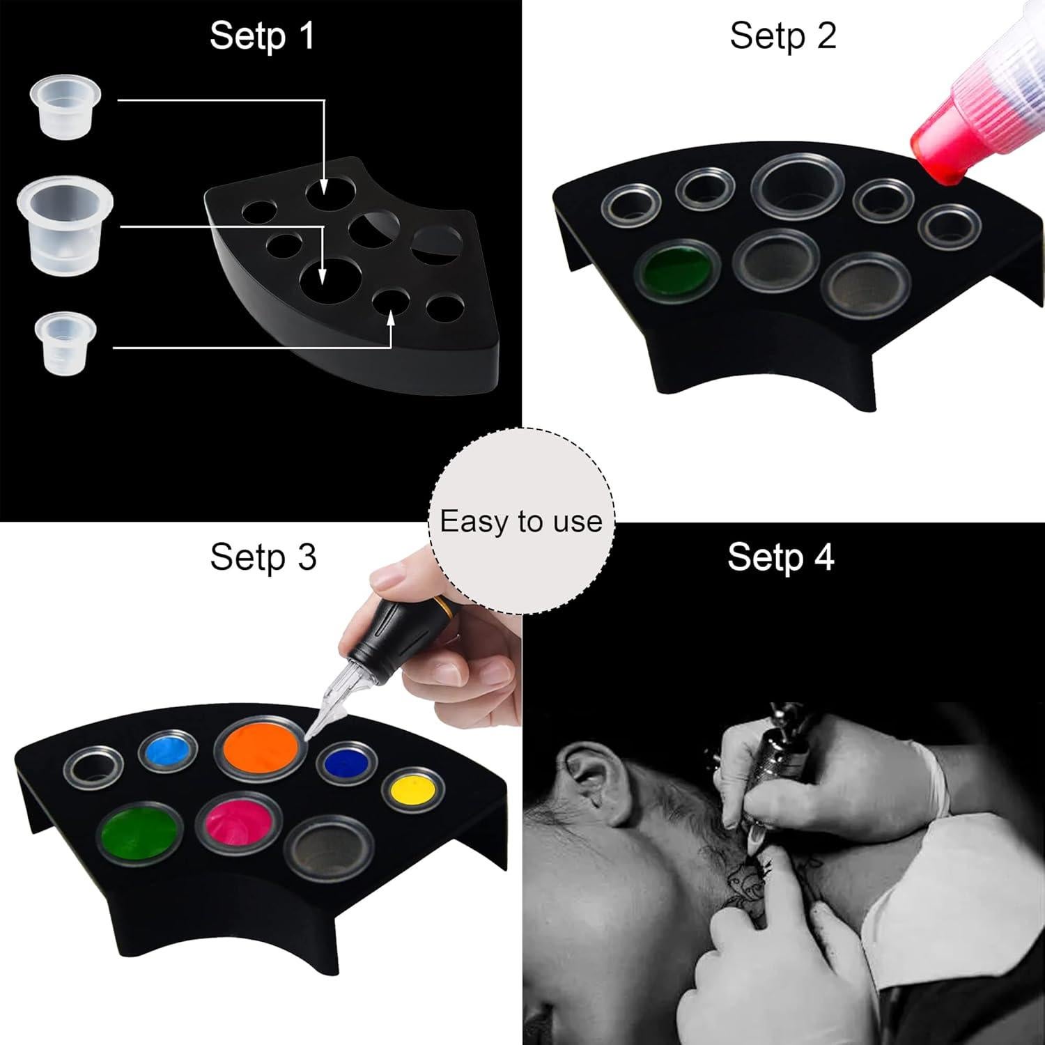 302PCS Tapas de Tinta para Tatuajes Yuronam con Soportes