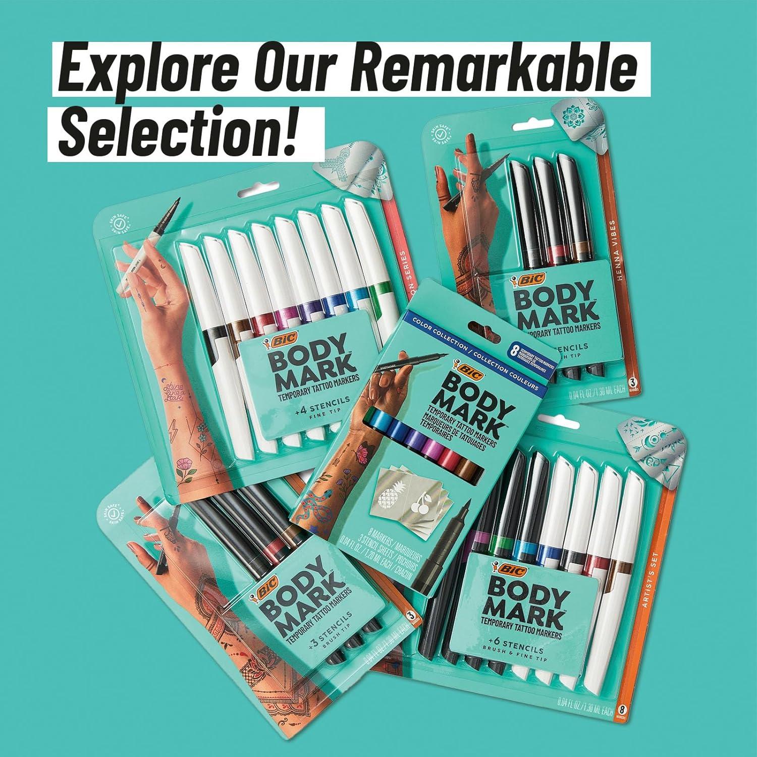 BIC BodyMark Marcadores de Tatuajes Temporales - 3 Colores