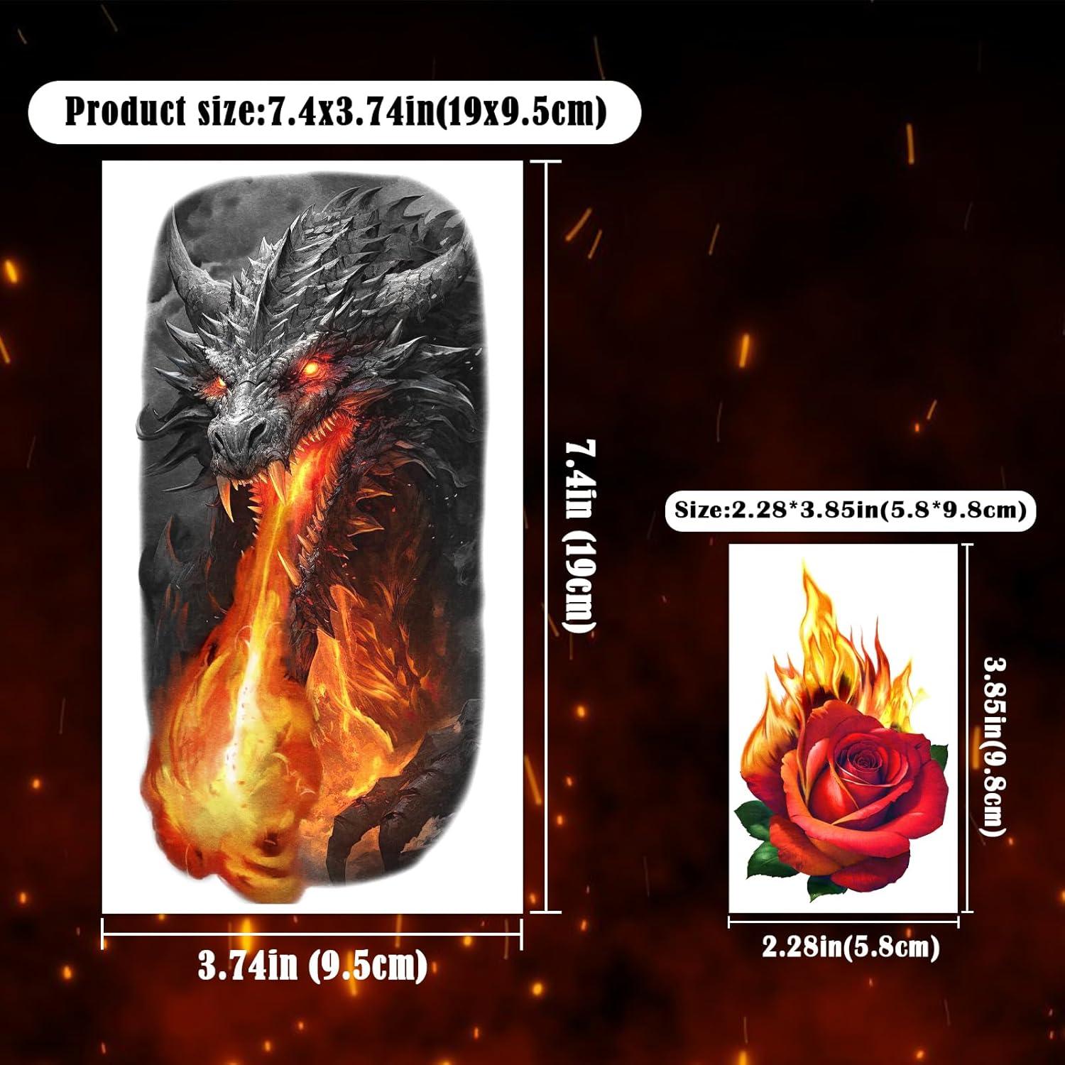 Tatuajes Temporales Metuu Fuego - 77 Hojas para Adultos y Niños