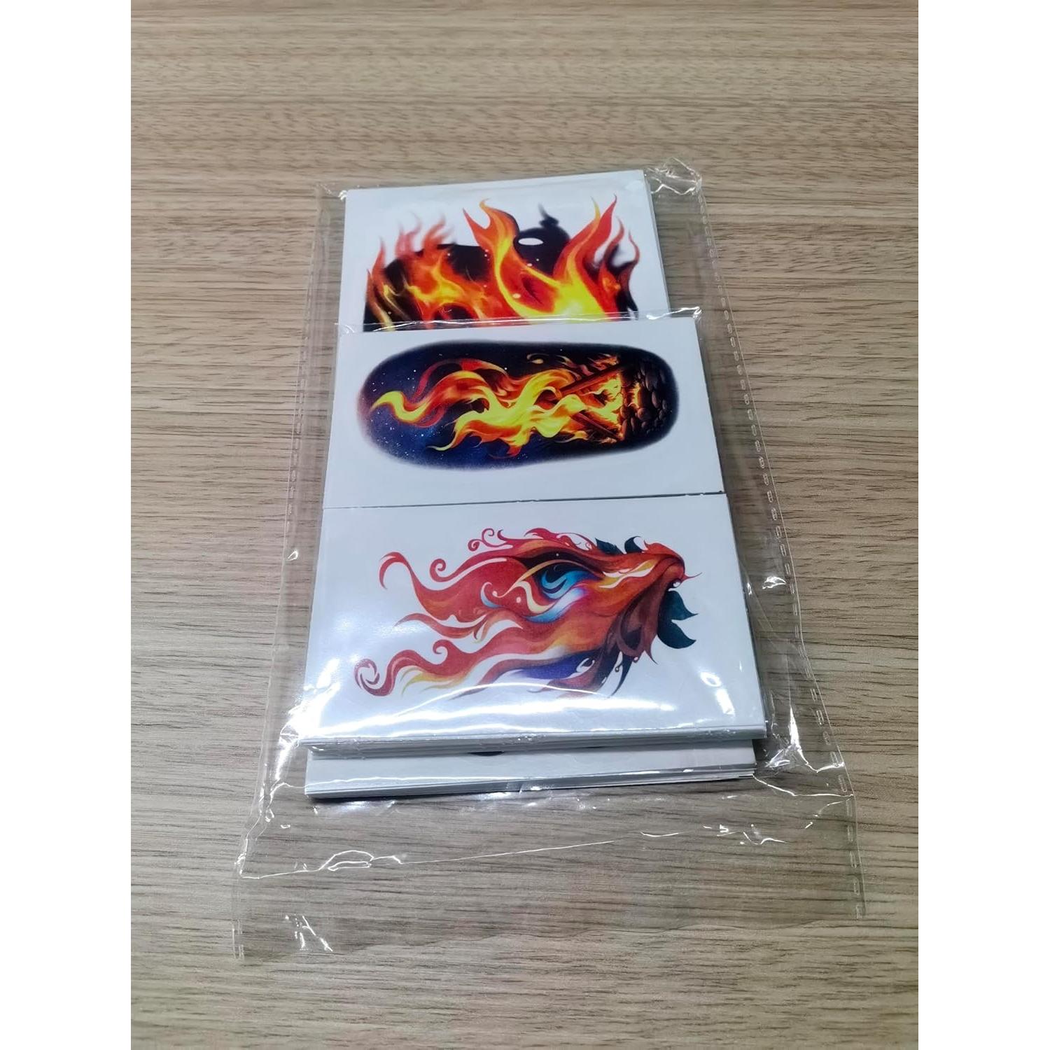 Tatuajes Temporales Metuu Fuego - 77 Hojas para Adultos y Niños