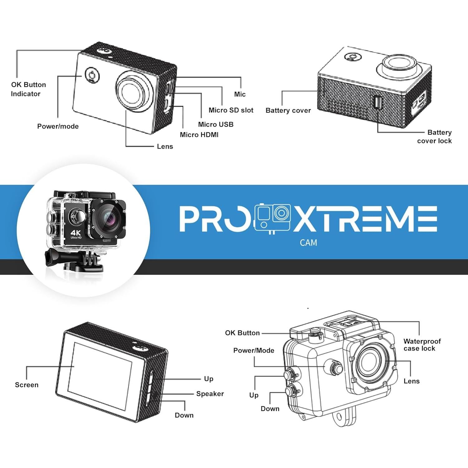 Cámara de Acción FREEZE2TRIM Go Plus Cam Pro 4K Impermeable