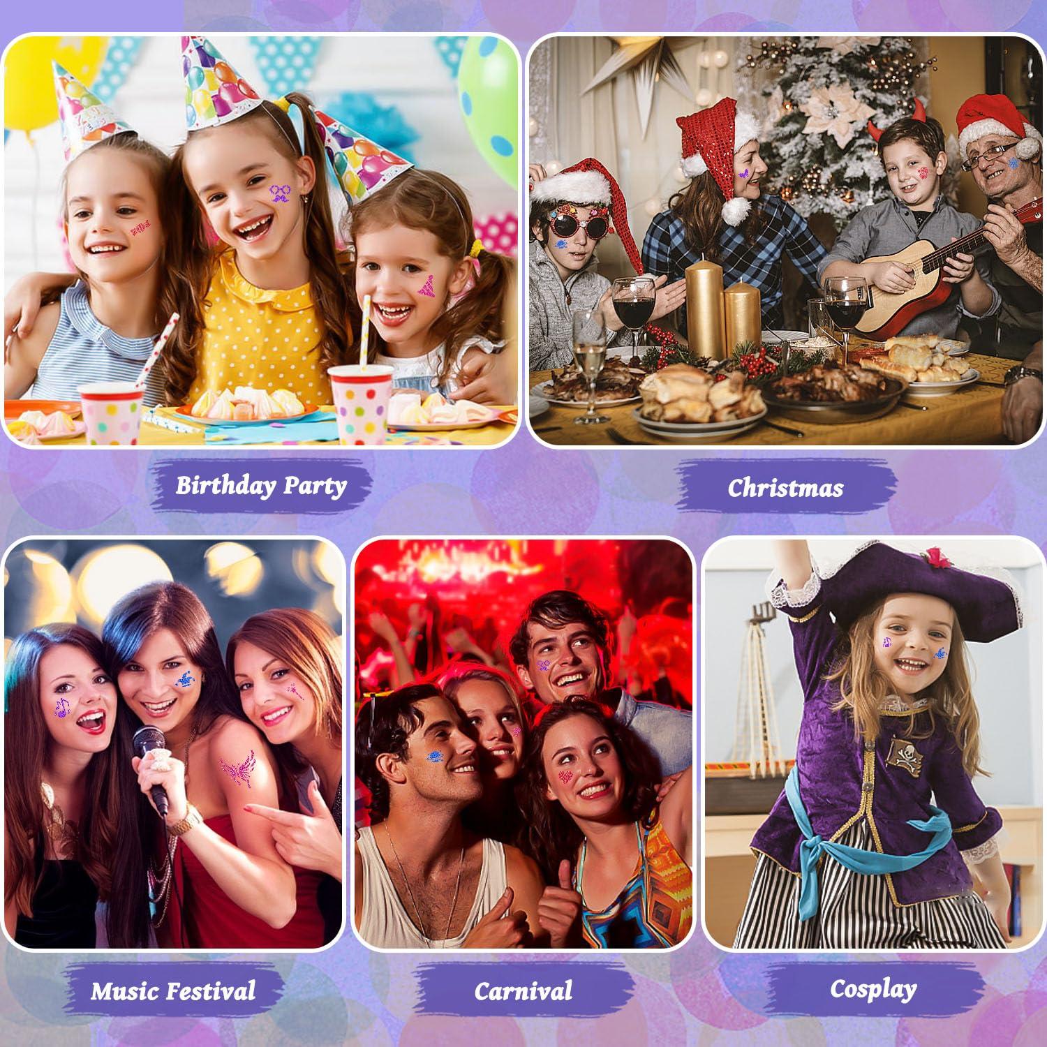 Temporary Glitter Tattoos Kit for Kids,48 Glitter Colors, 178 Stencils,4 Glue,5 Brushes,Adults and Kids Arts Glitter Kit,Wonderful Holiday Gifts for Girls & Boys.