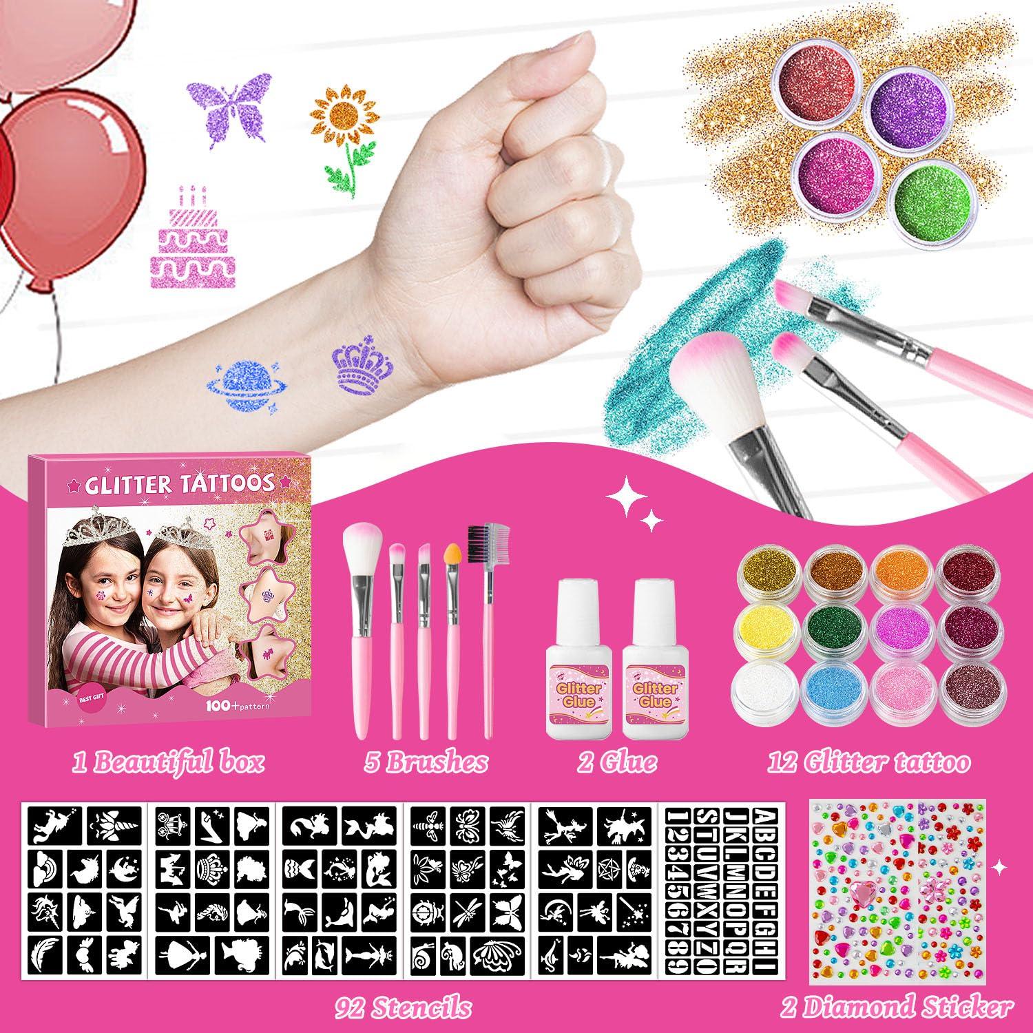 Kit de Tatuajes Temporales de Purpurina XiQiDianr 12 Colores