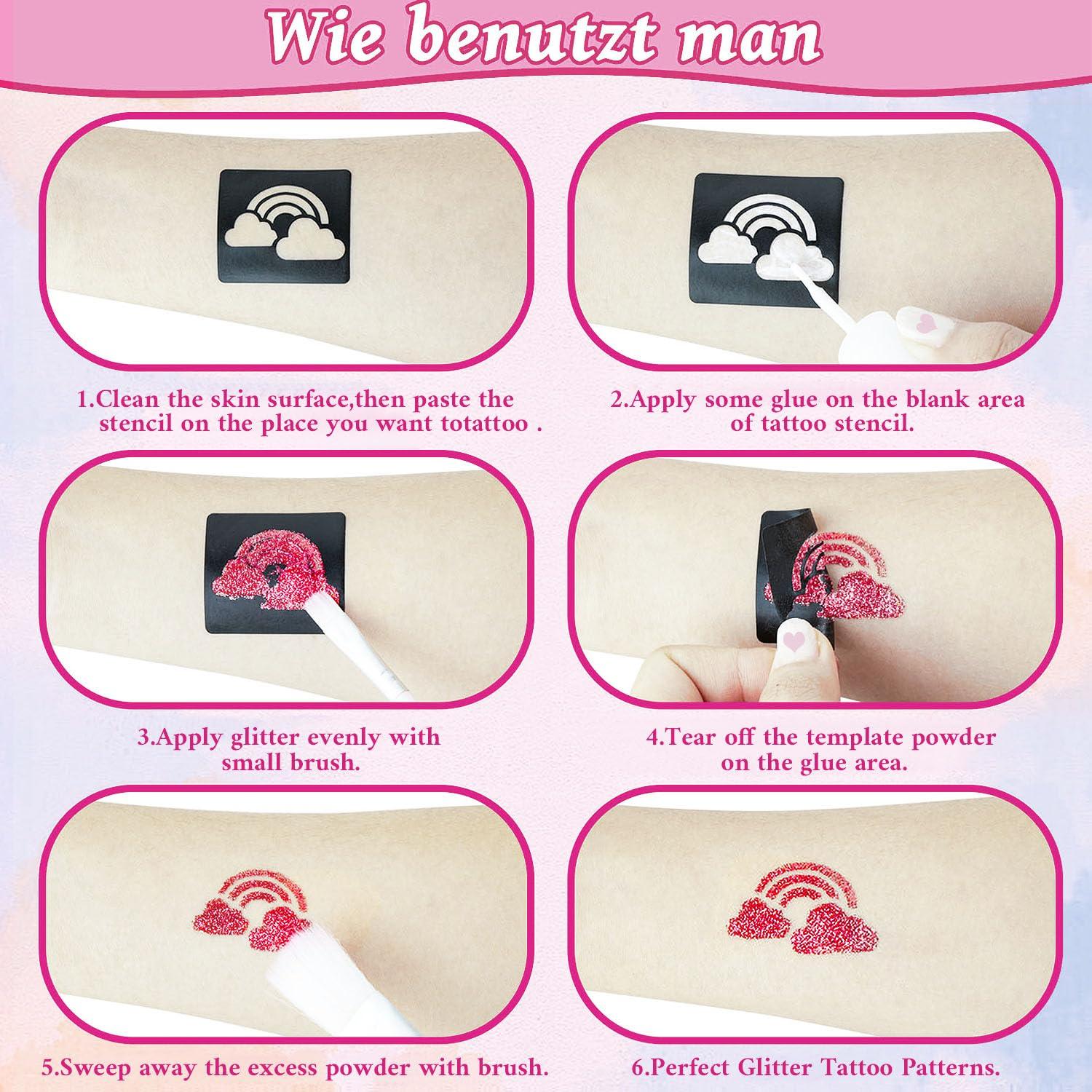 Kit de Tatuajes Temporales de Purpurina XiQiDianr 12 Colores