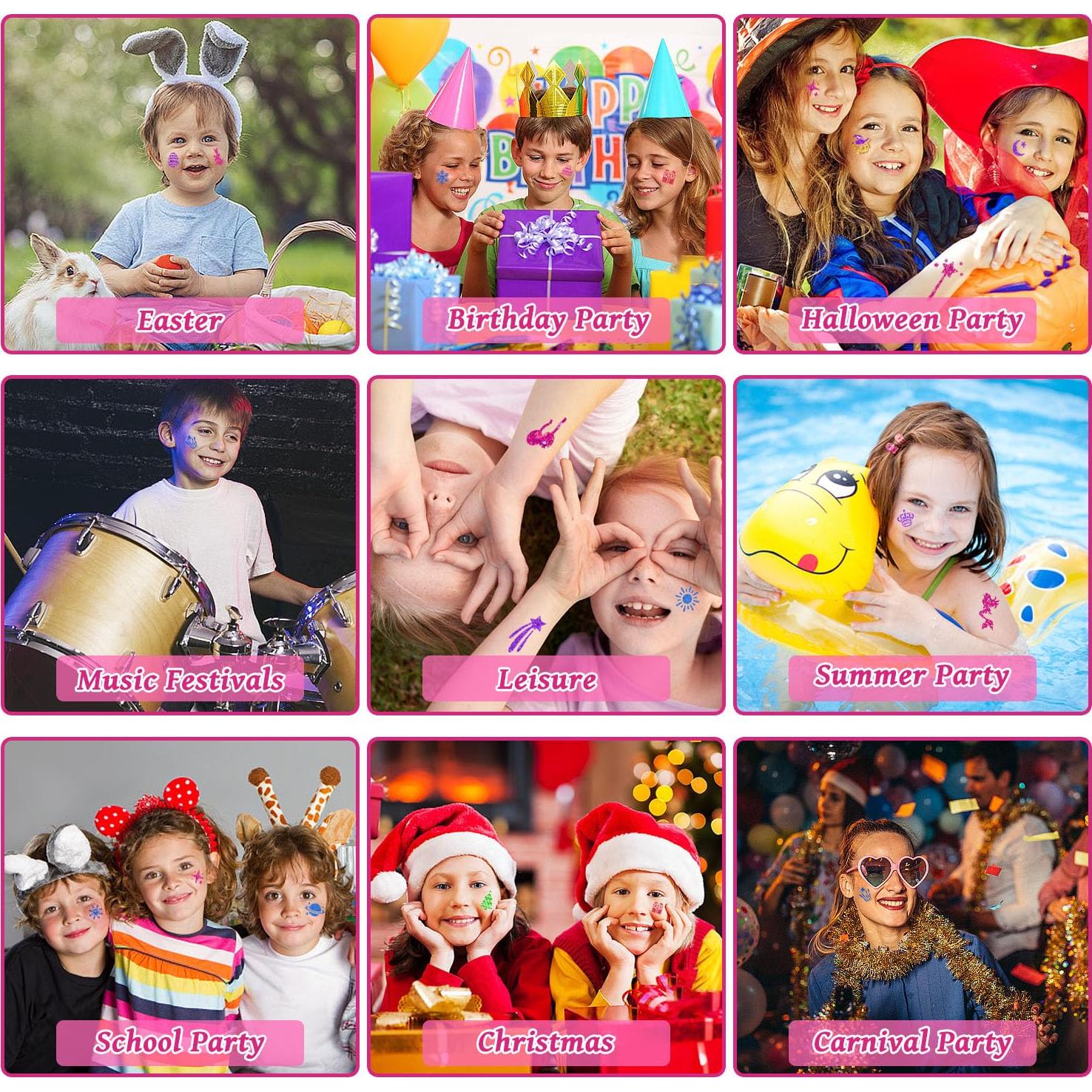 Kit de Tatuajes Temporales de Purpurina XiQiDianr 12 Colores