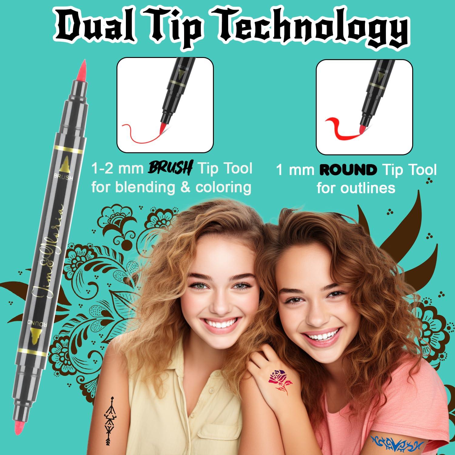 Kit de Marcadores de Tatuaje Temporal Jim&Gloria - 10 Colores