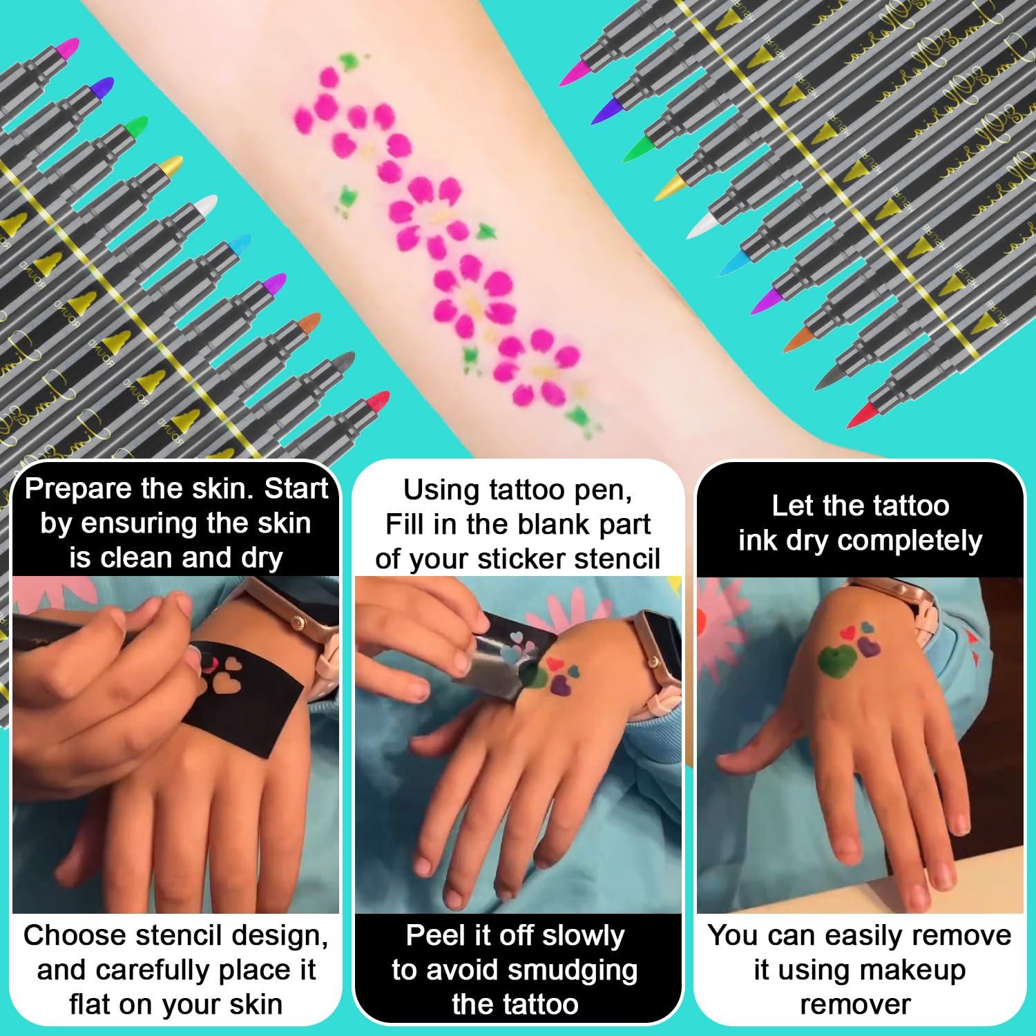 Kit de Marcadores de Tatuaje Temporal Jim&Gloria - 10 Colores