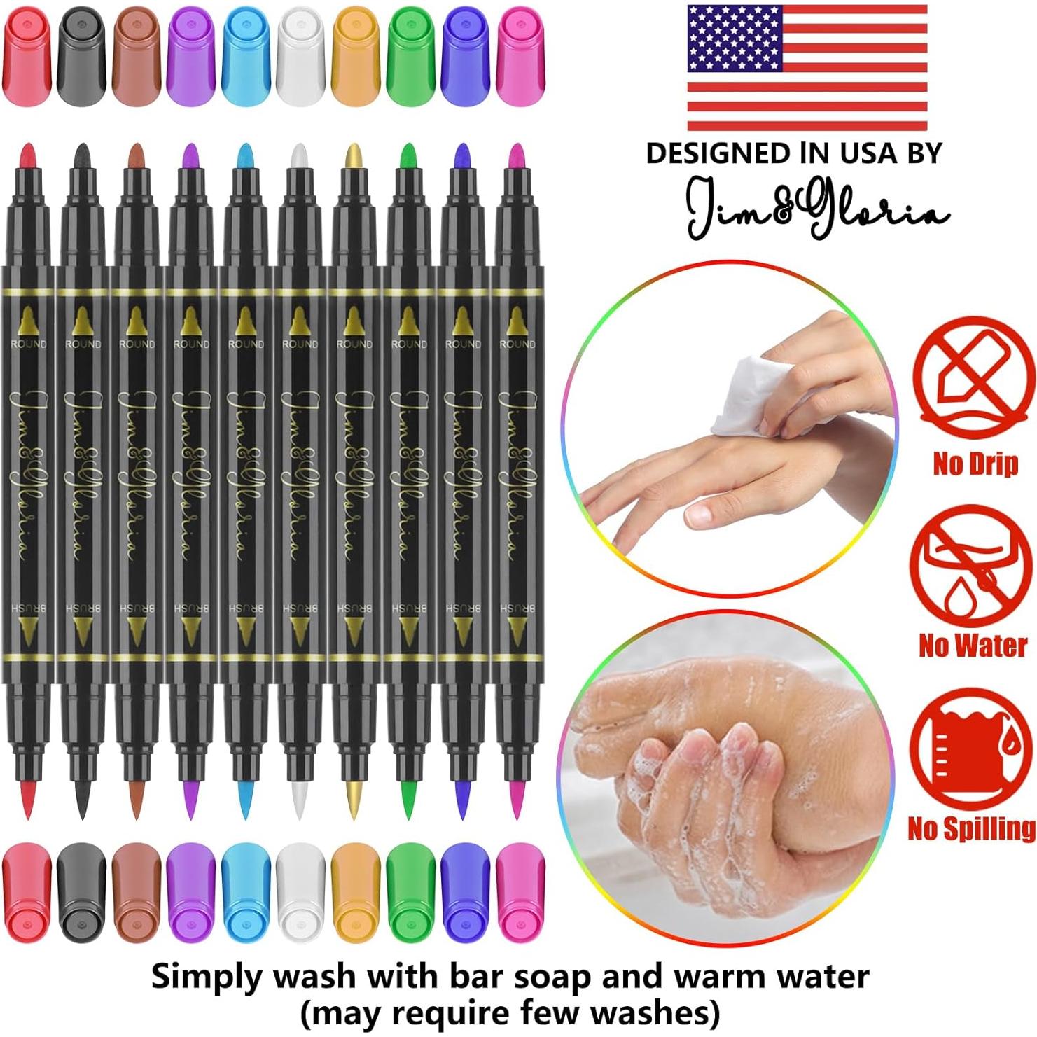 Kit de Marcadores de Tatuaje Temporal Jim&Gloria - 10 Colores