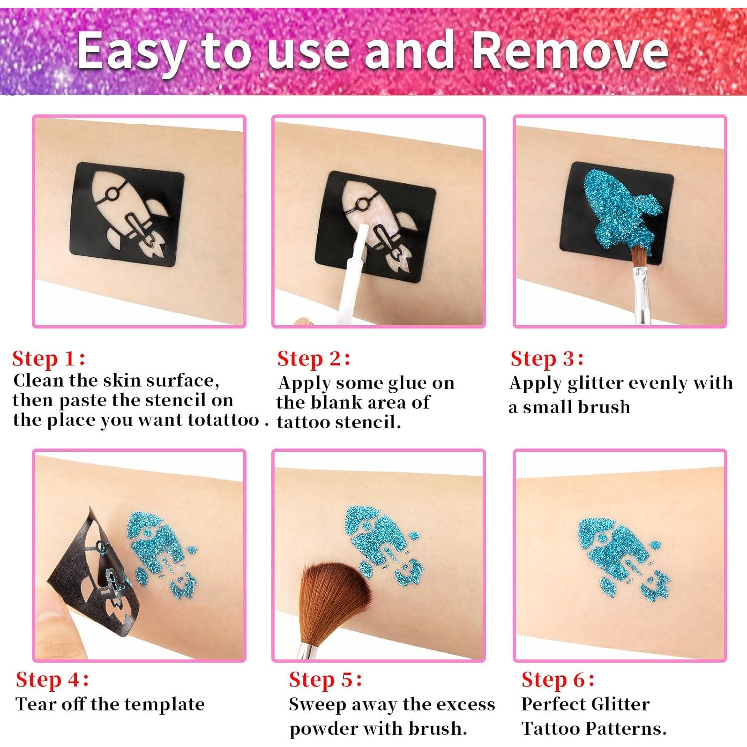 Kit de Tatuajes Temporales Brillantes XiQiDianr - 32 Colores