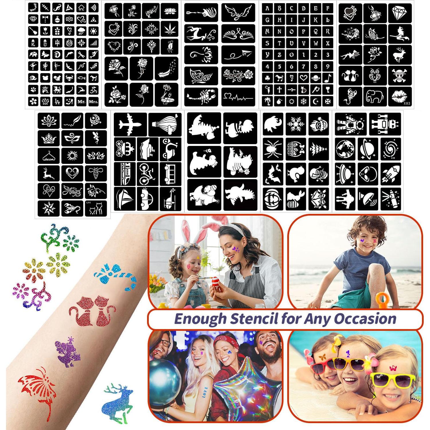 Kit de Tatuajes Temporales Brillantes XiQiDianr - 32 Colores