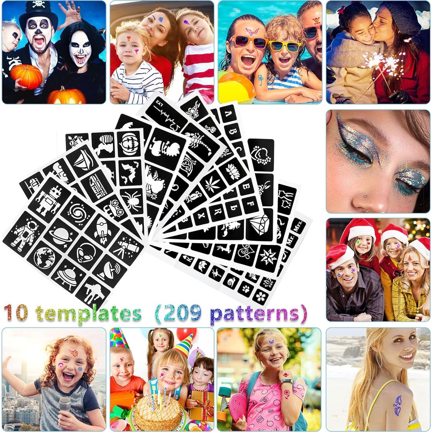 Kit de Tatuajes Temporales Brillantes XiQiDianr - 32 Colores