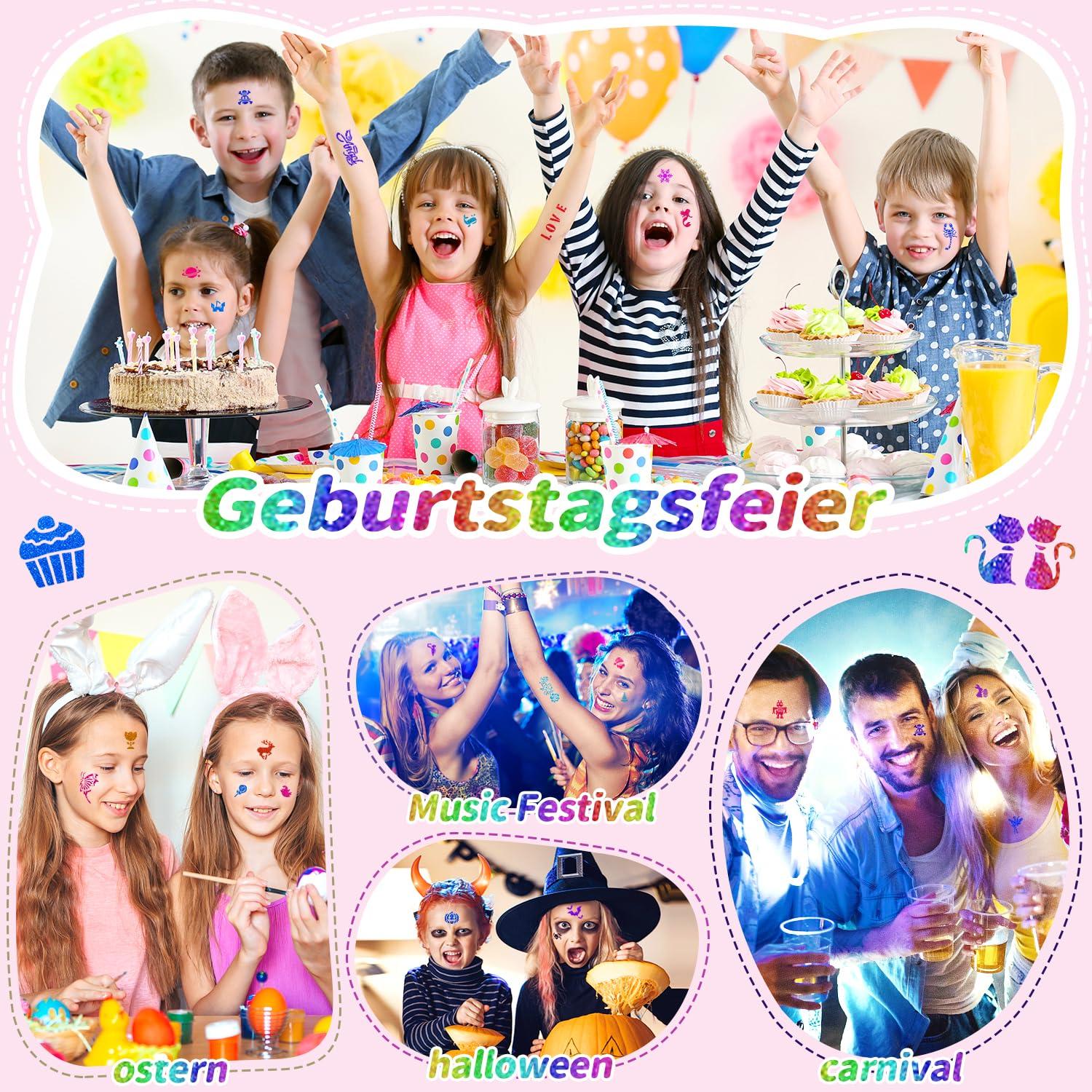 Kit de Tatuajes Temporales Brillantes XiQiDianr - 32 Colores