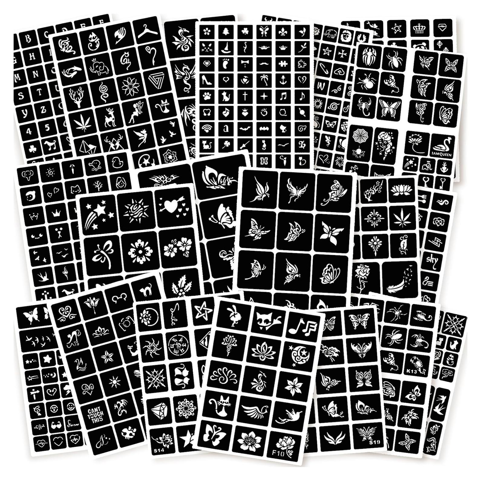 Kit de Plantillas de Tatuajes Temporales ChurlChurl 575pcs